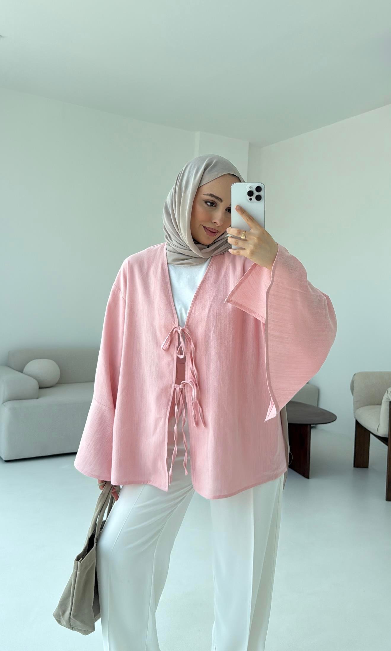 Kol Detay Kimono Pembe