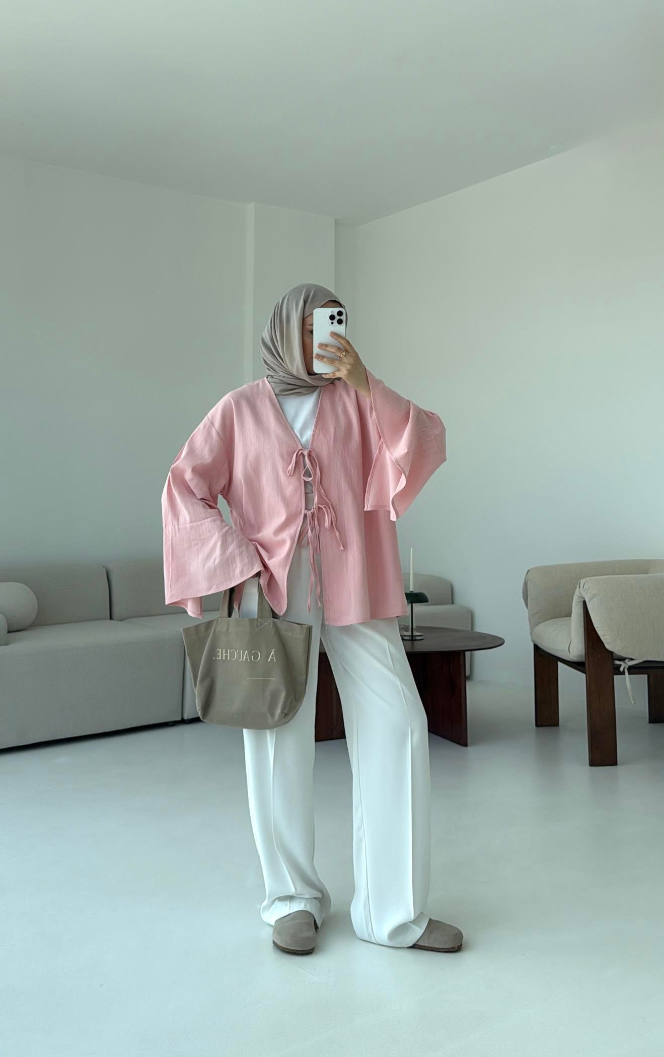 Kol Detay Kimono Pembe