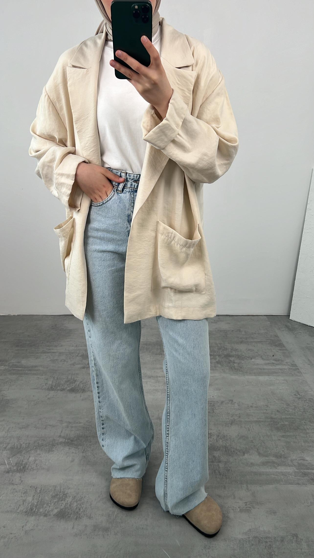 Kol Detaylı Kimono Bej