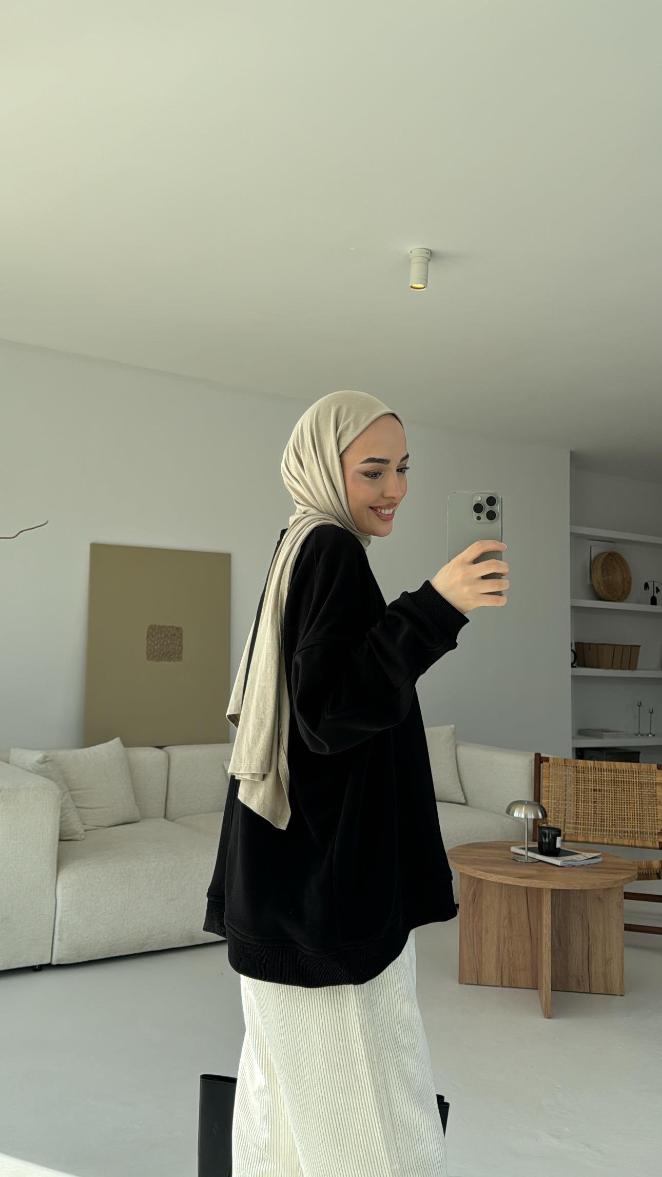 Kolları Dikiş Detaylı Oversize Sweatshirt Siyah