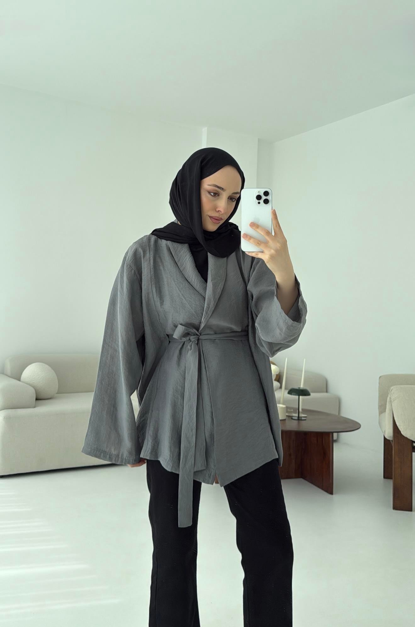 Model Yazlık Kimono Antrasit
