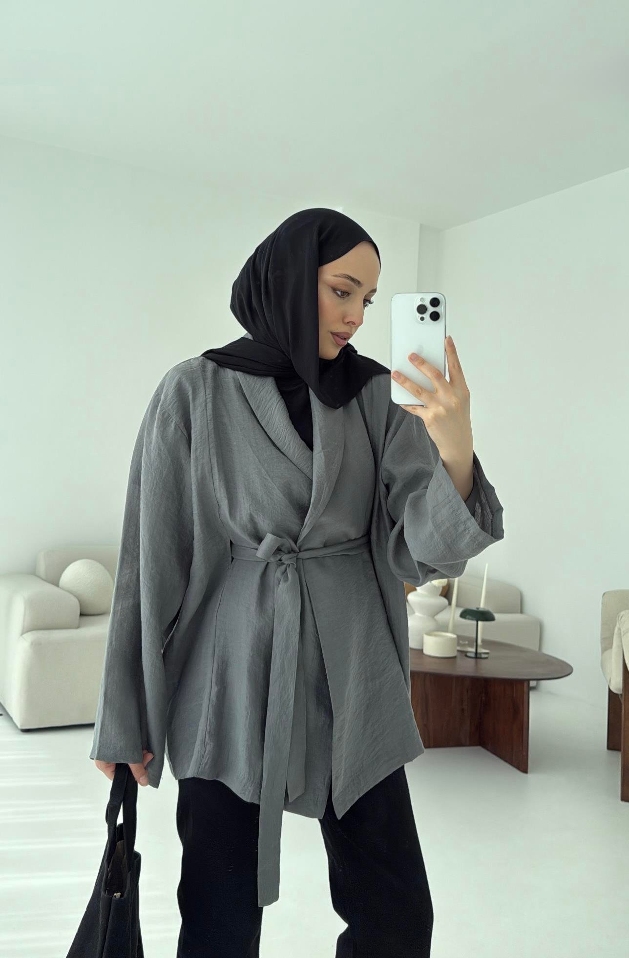 Model Yazlık Kimono Antrasit