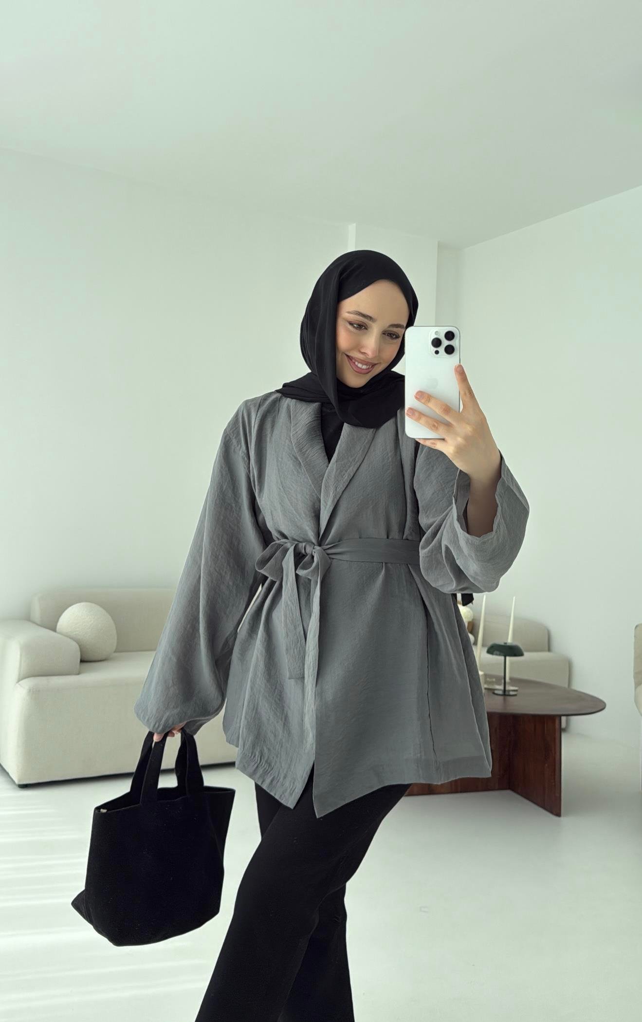 Model Yazlık Kimono Antrasit