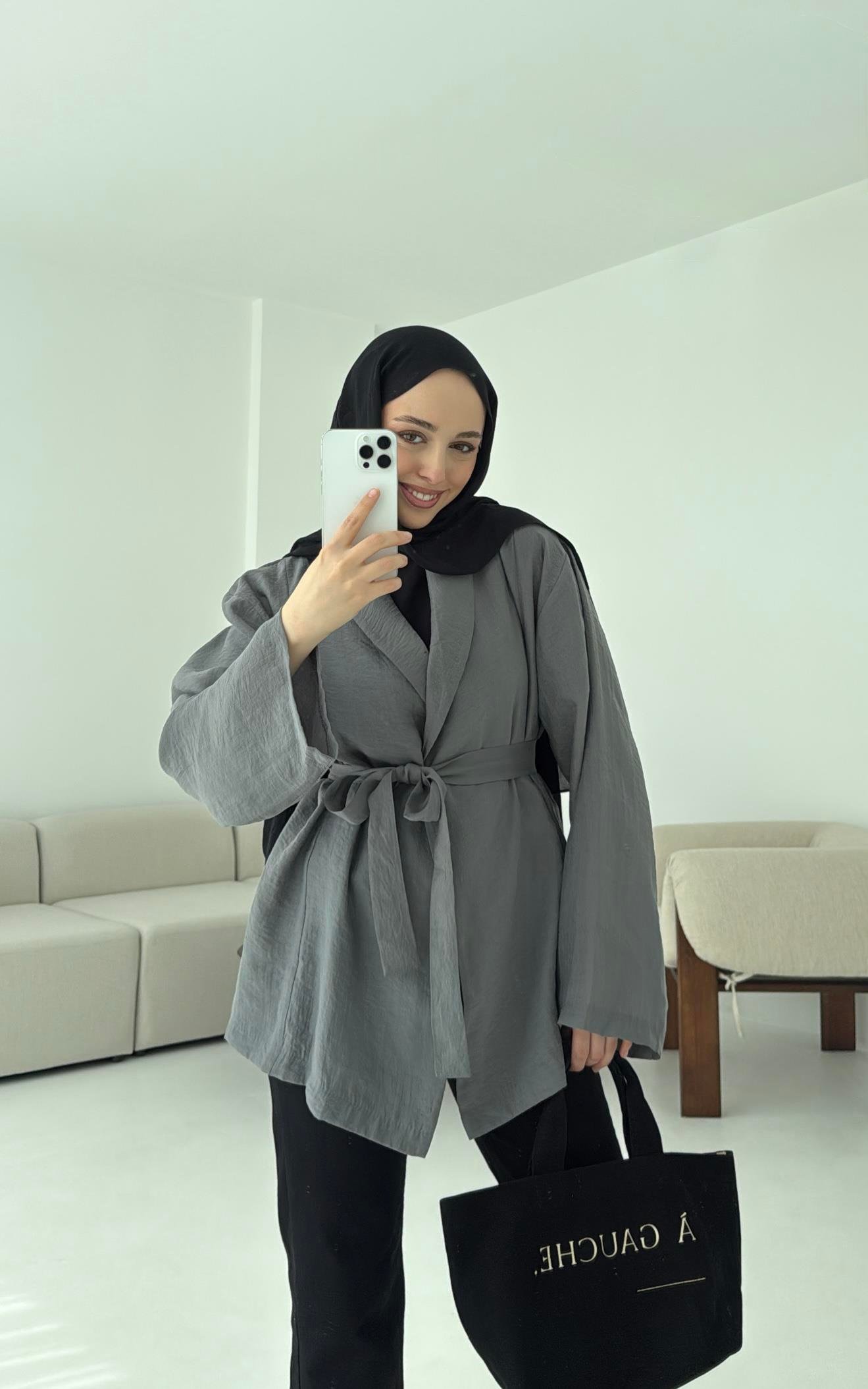 Model Yazlık Kimono Antrasit