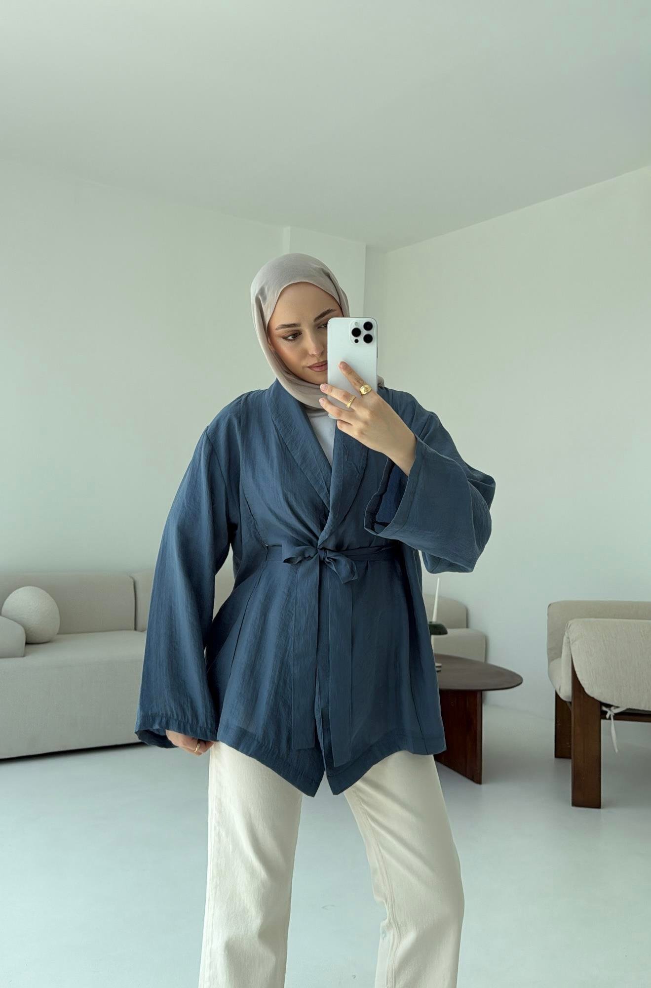 Model Yazlık Kimono İndigo