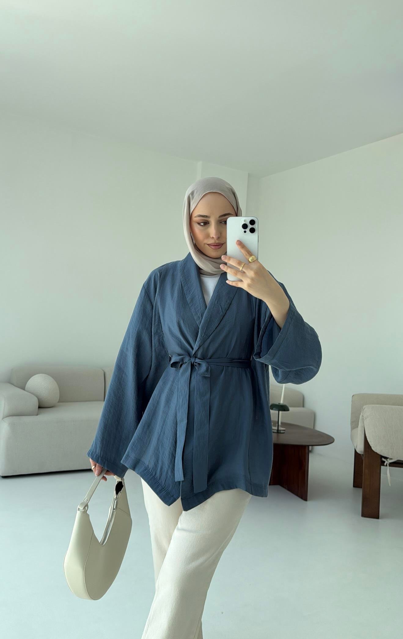 Model Yazlık Kimono İndigo