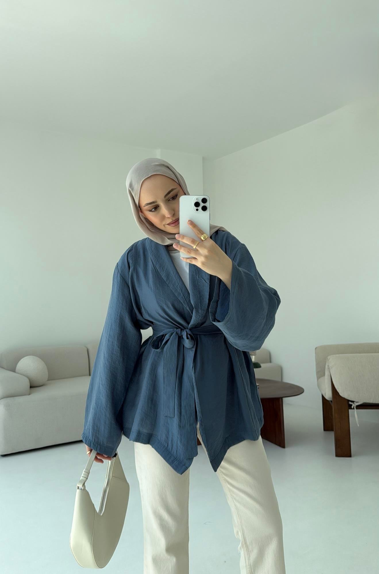 Model Yazlık Kimono İndigo