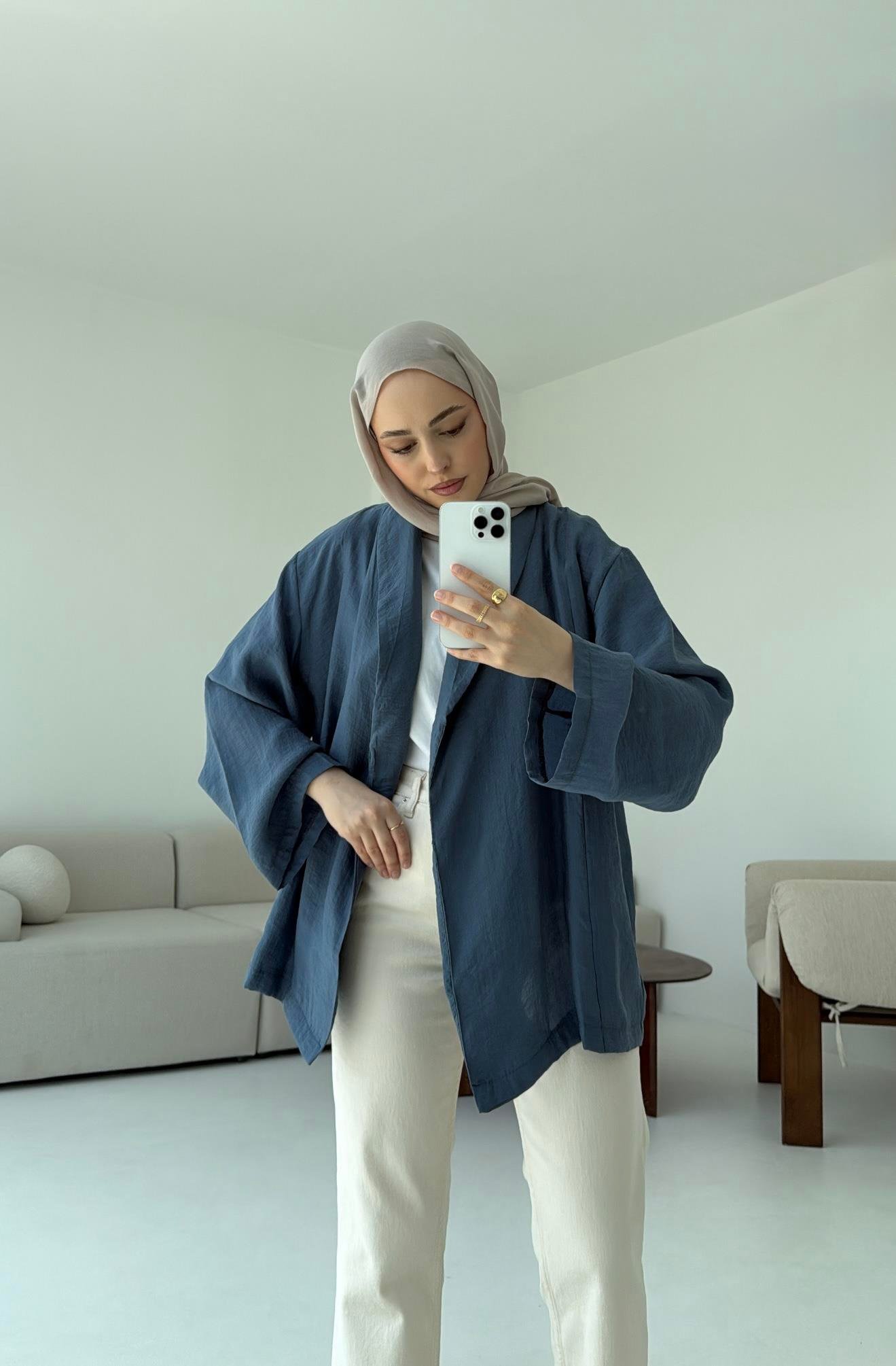 Model Yazlık Kimono İndigo