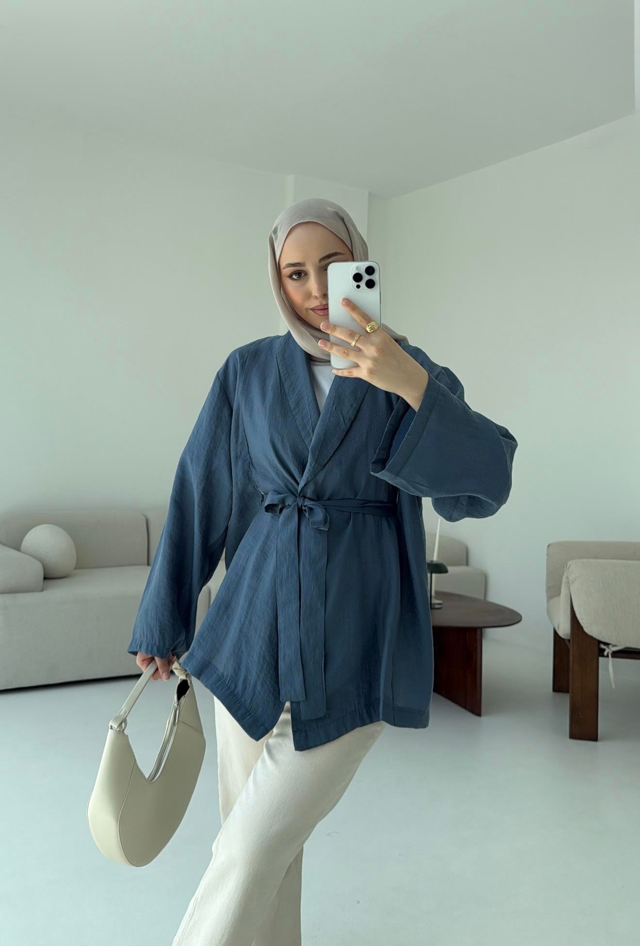Model Yazlık Kimono İndigo