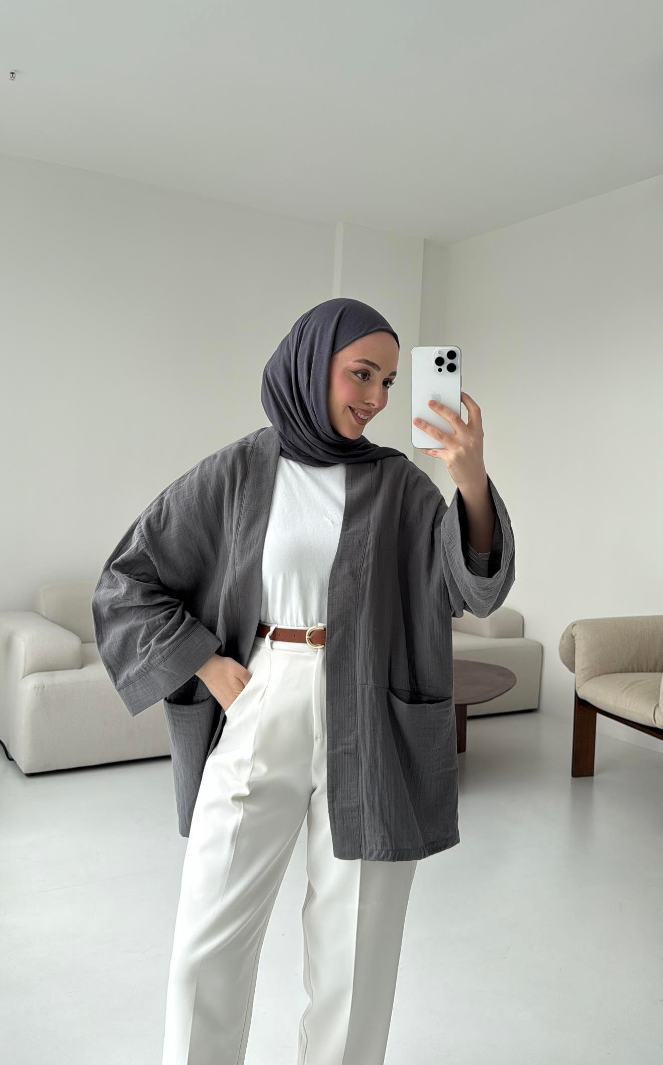 Müslin Kimono Antrasit