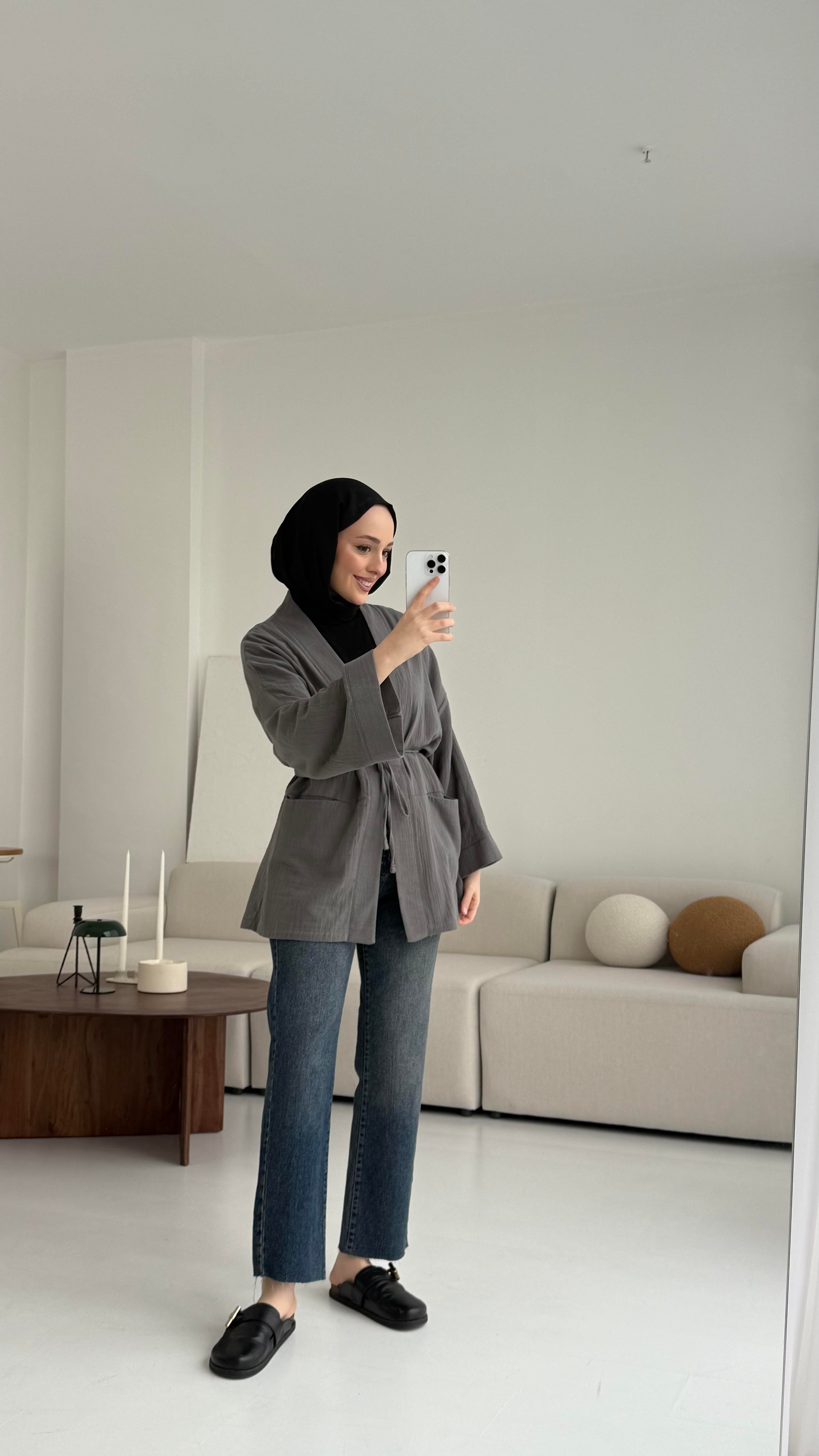 Müslin Kimono Antrasit