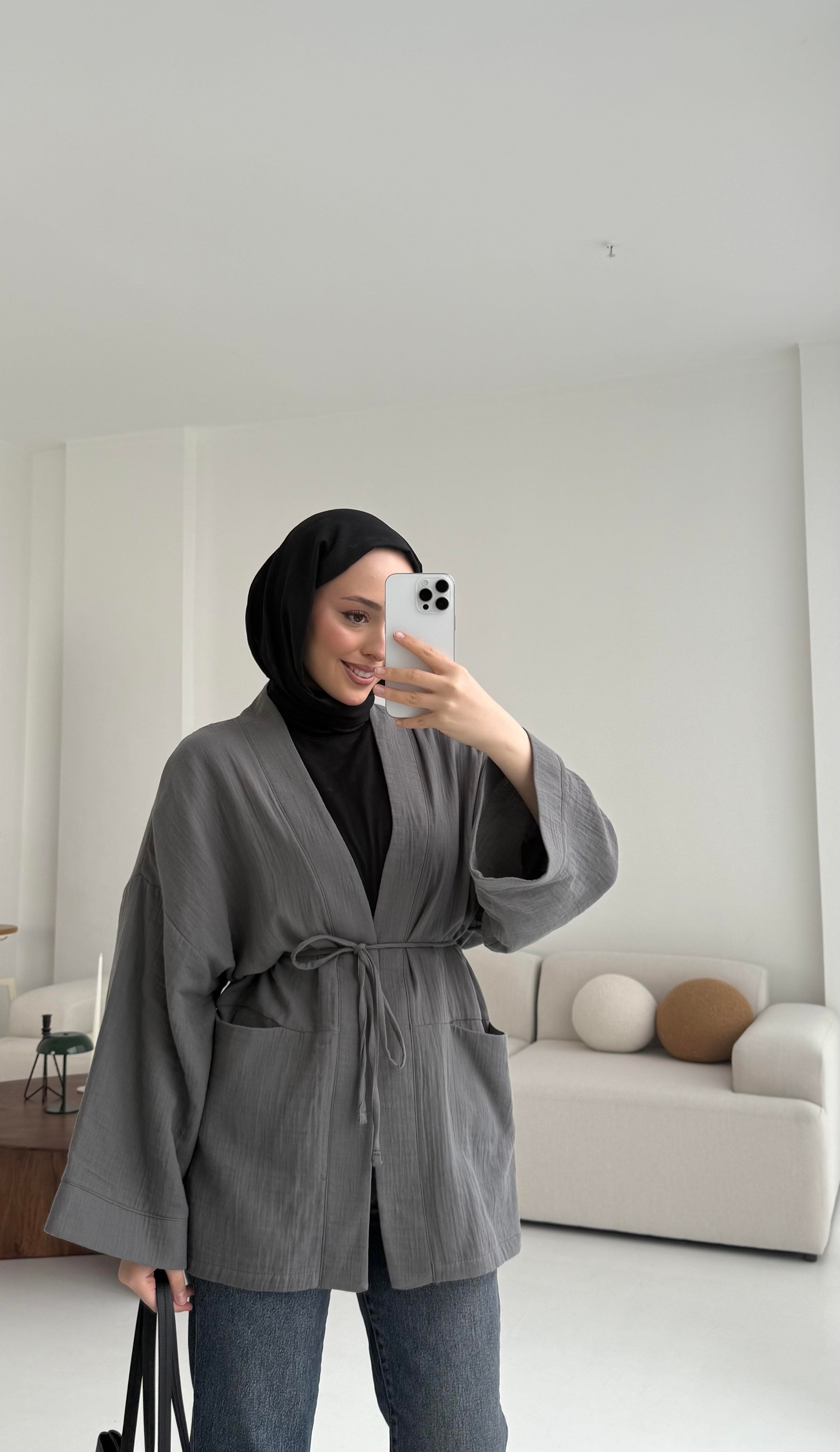 Müslin Kimono Antrasit