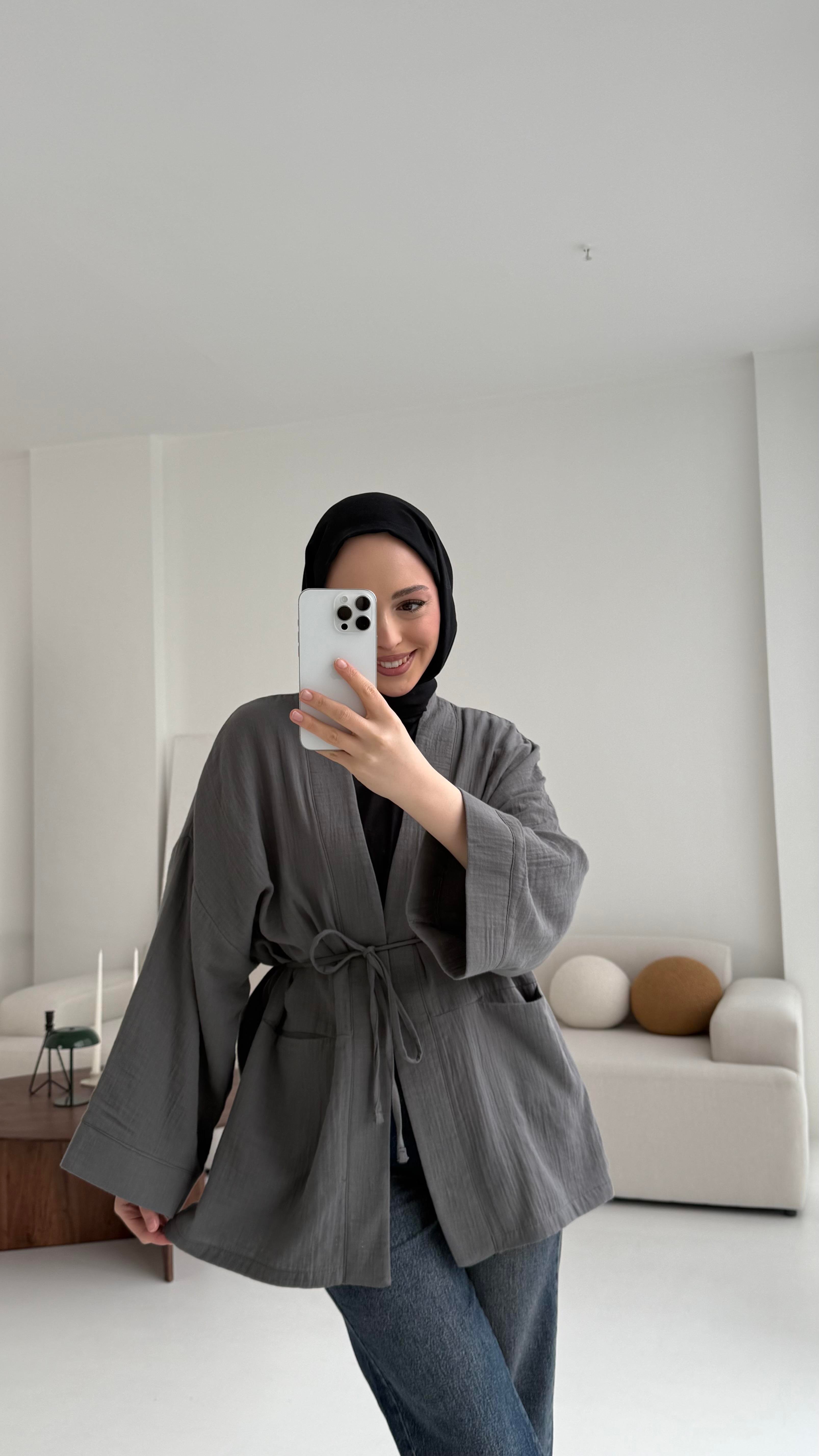 Müslin Kimono Antrasit