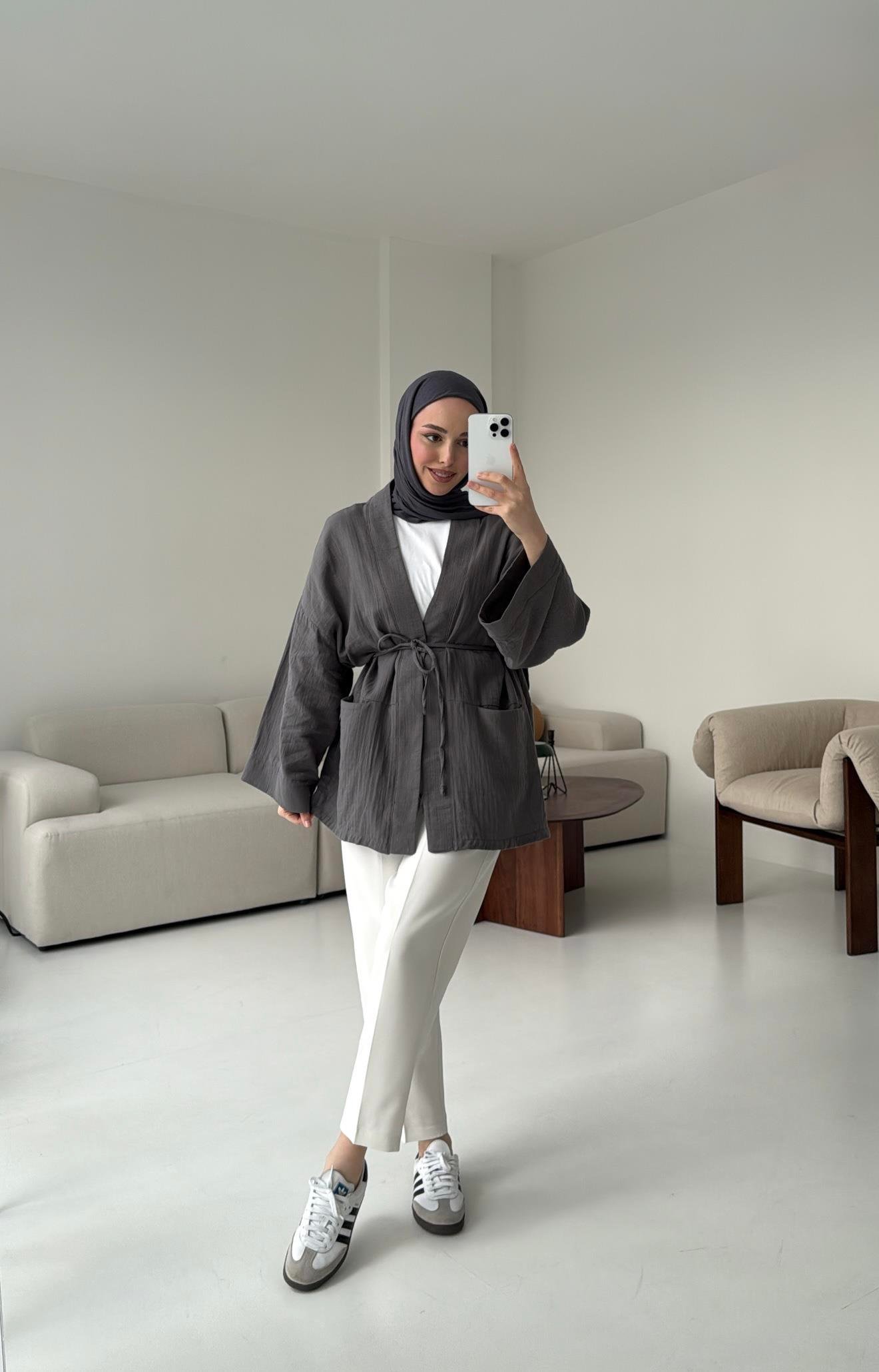 Müslin Kimono Antrasit