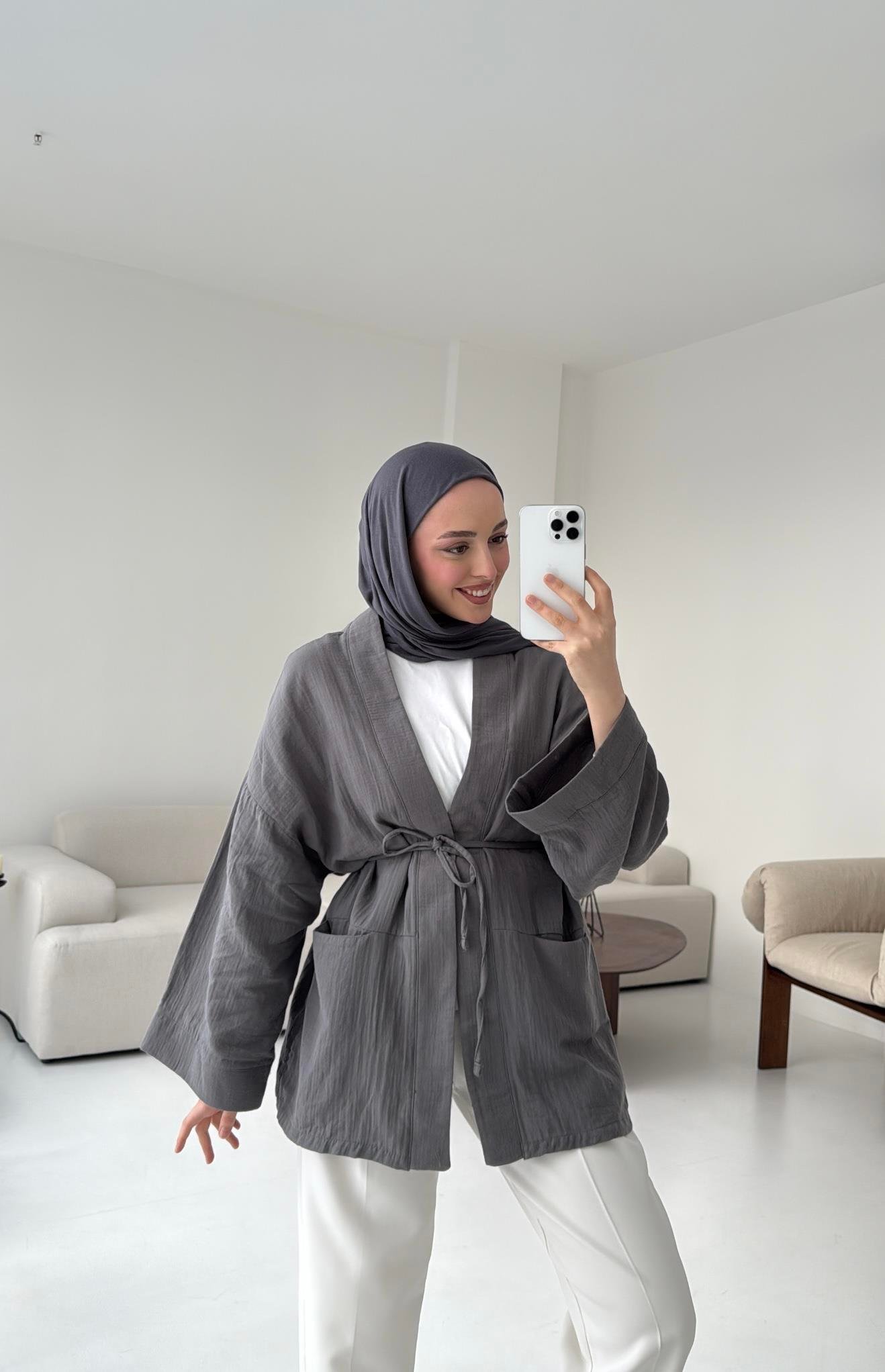 Müslin Kimono Antrasit