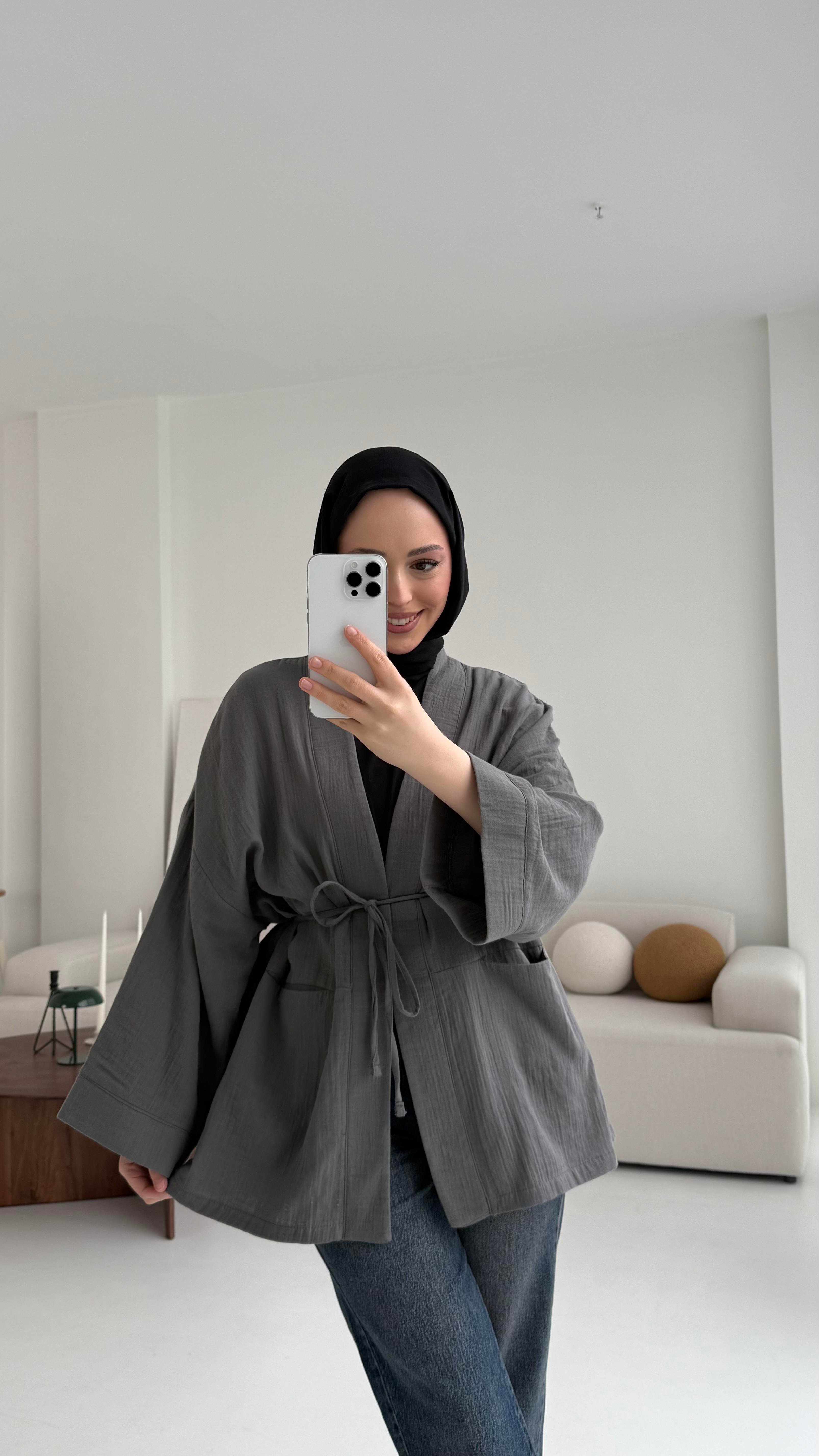 Müslin Kimono Antrasit