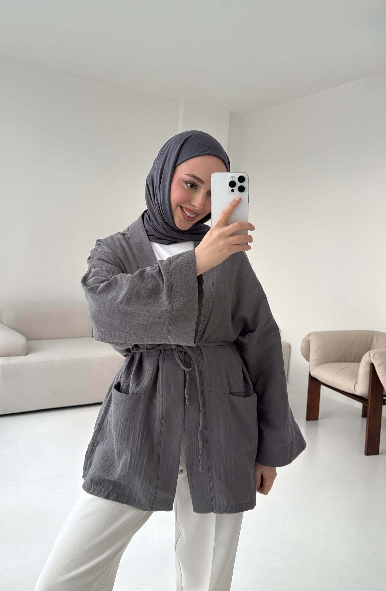 Müslin Kimono Antrasit