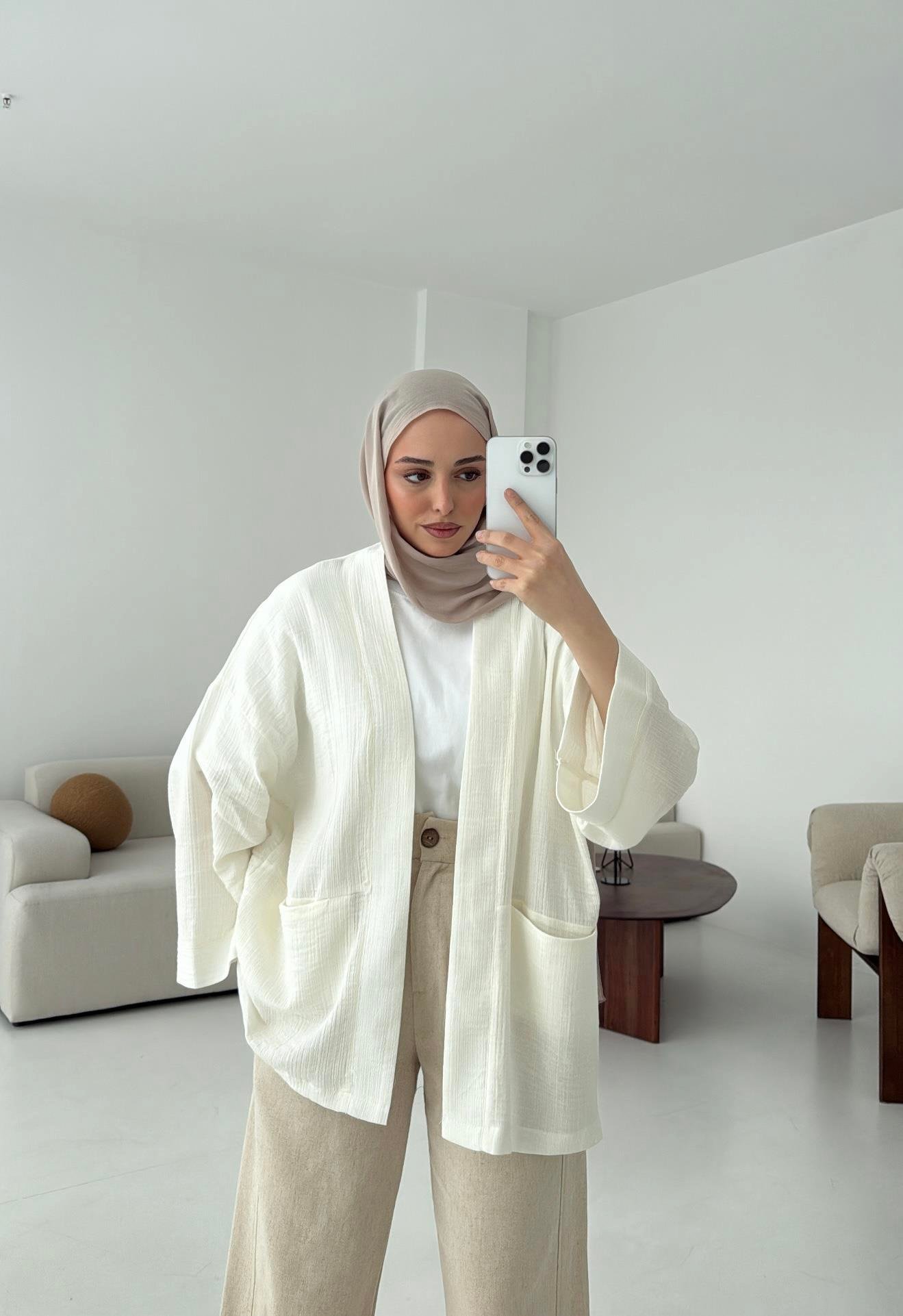 Müslin Kimono Beyaz