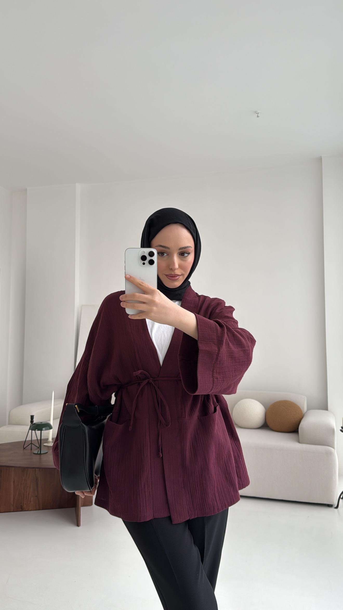 Müslin Kimono Bordo