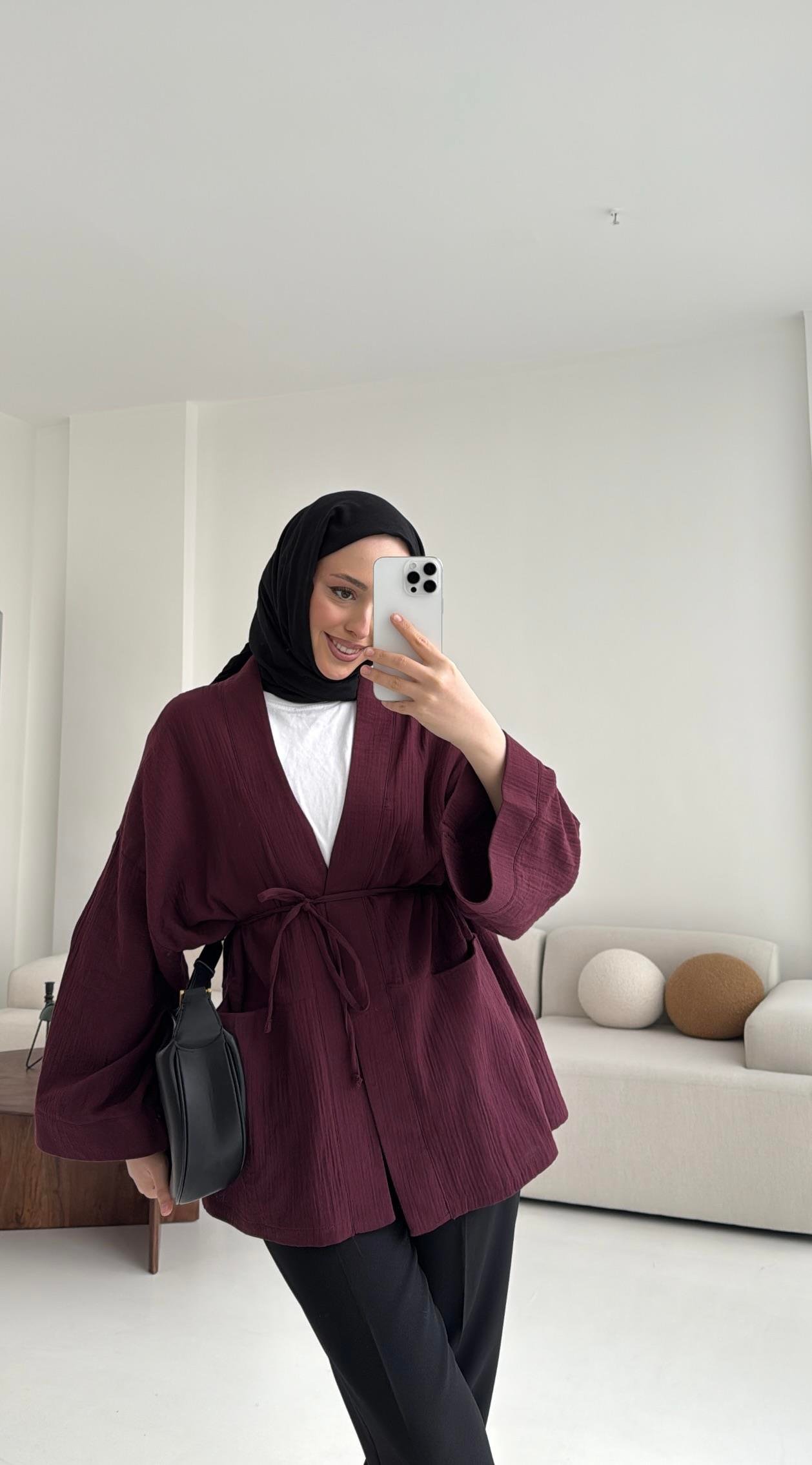 Müslin Kimono Bordo