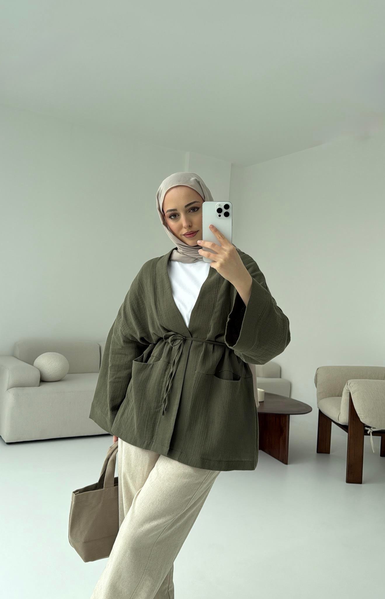 Müslin Kimono Haki
