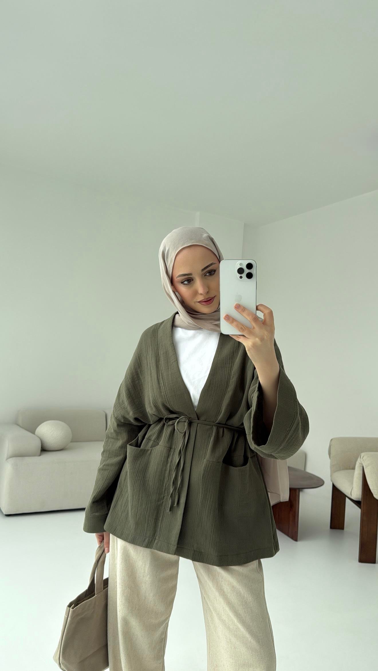 Müslin Kimono Haki
