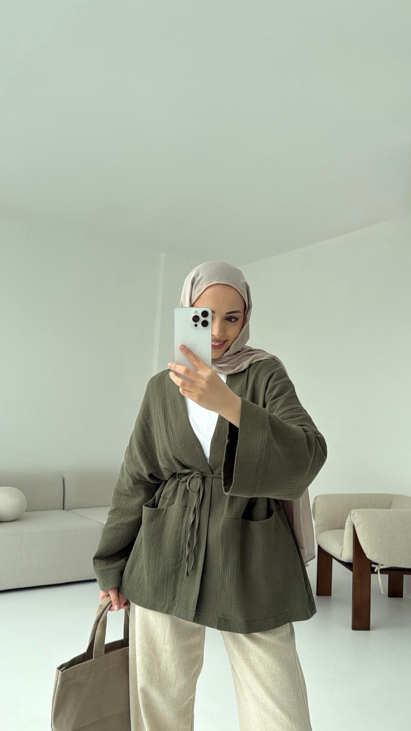 Müslin Kimono Haki