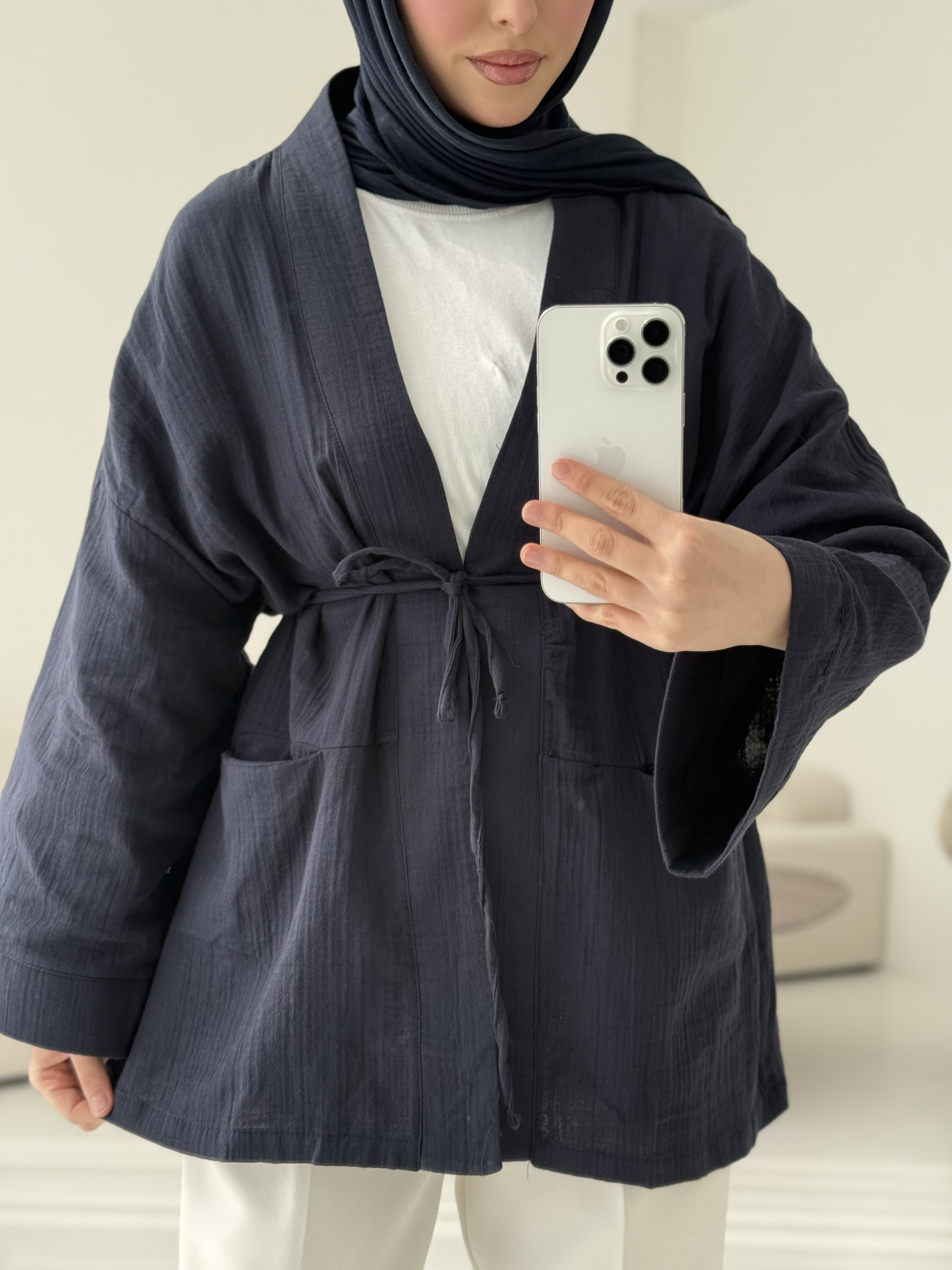 Müslin Kimono Lacivert
