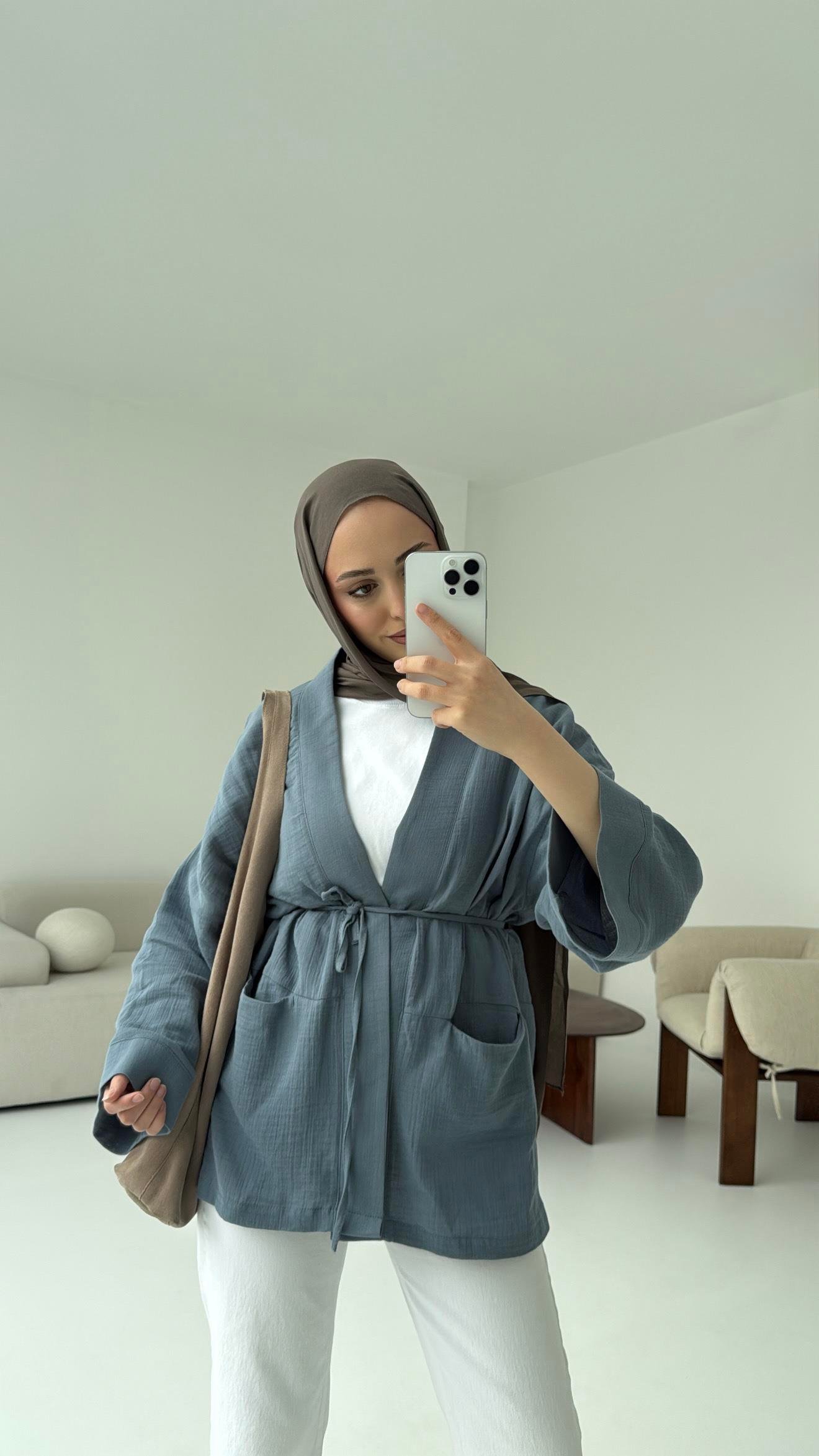 Müslin Kimono Mavi