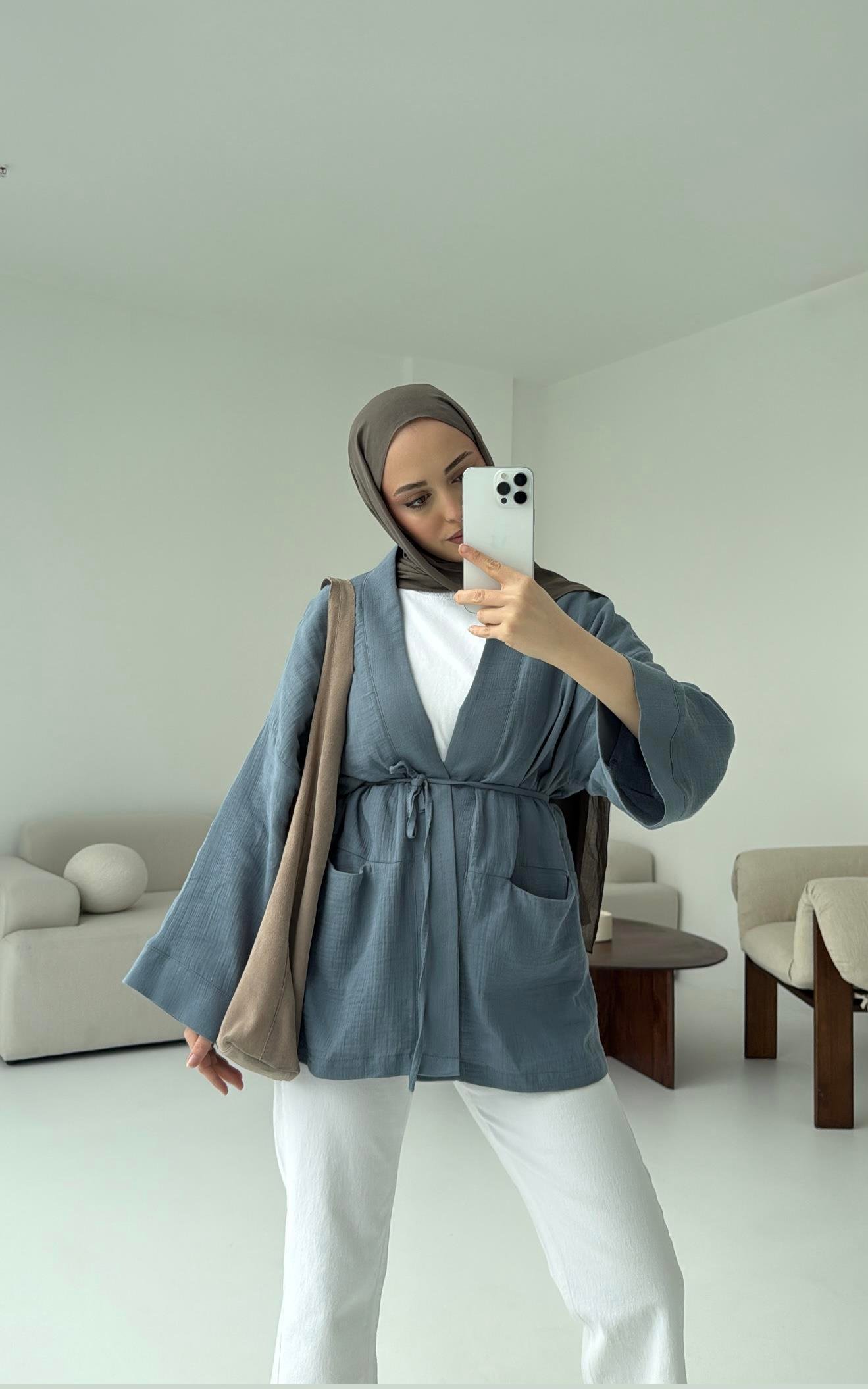 Müslin Kimono Mavi
