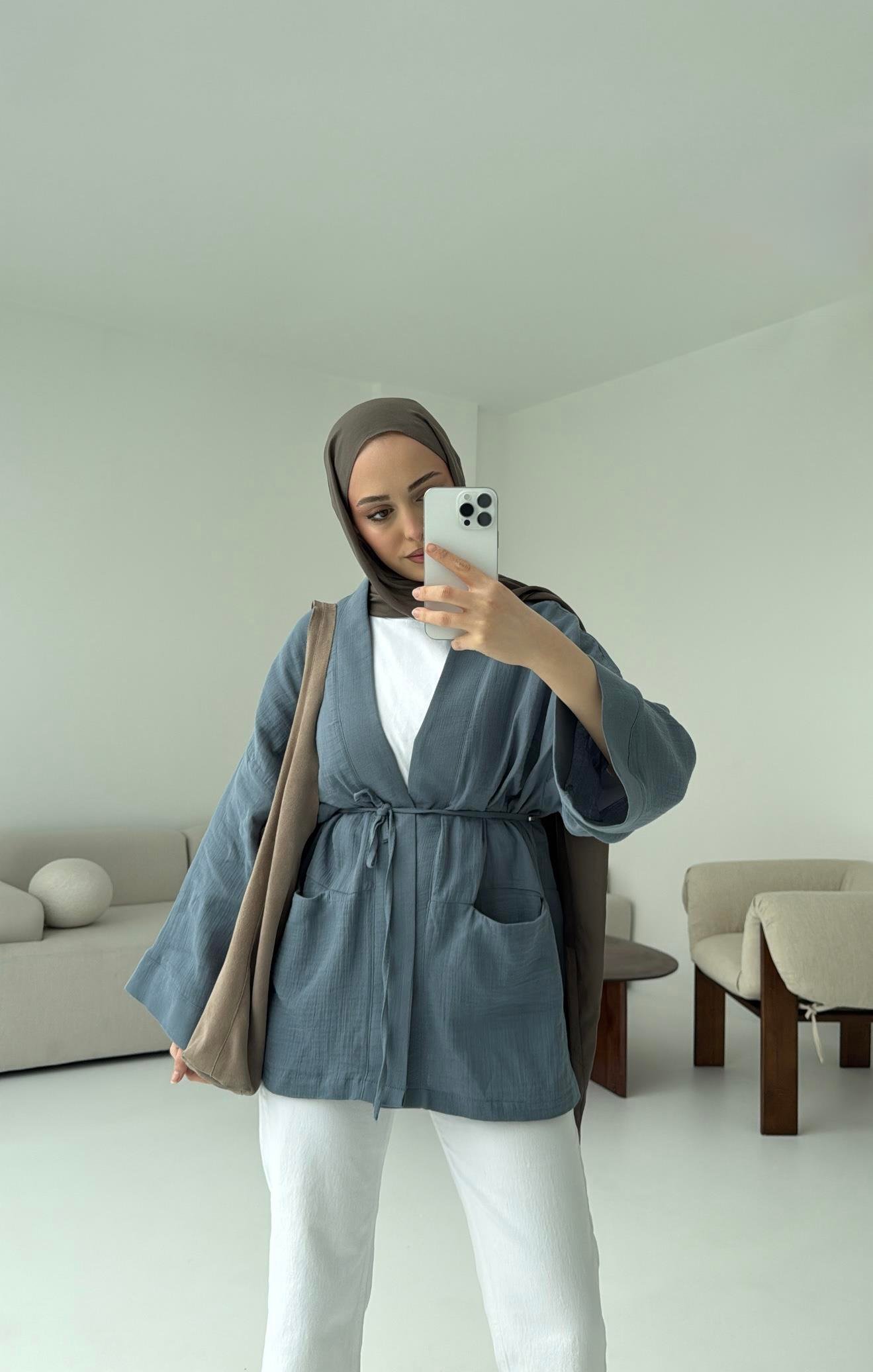 Müslin Kimono Mavi
