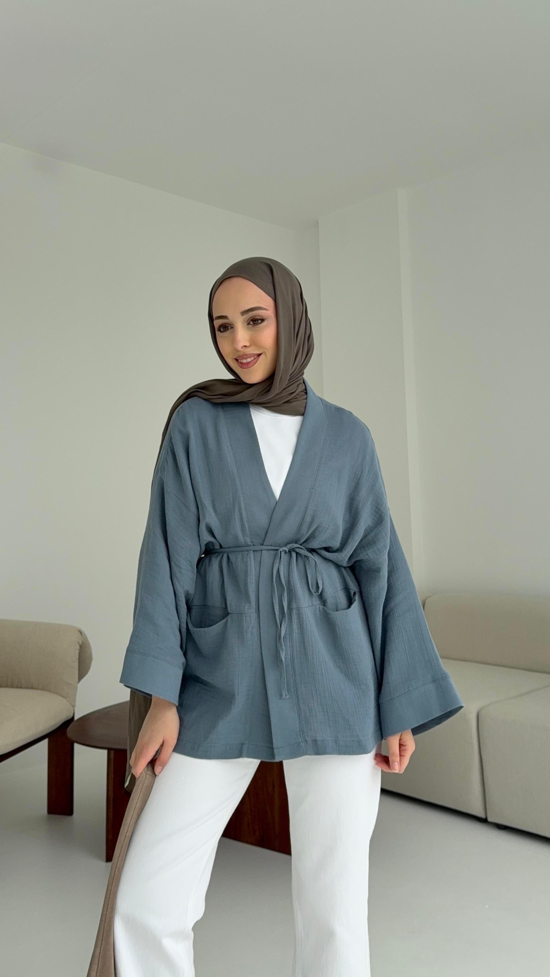 Müslin Kimono Mavi