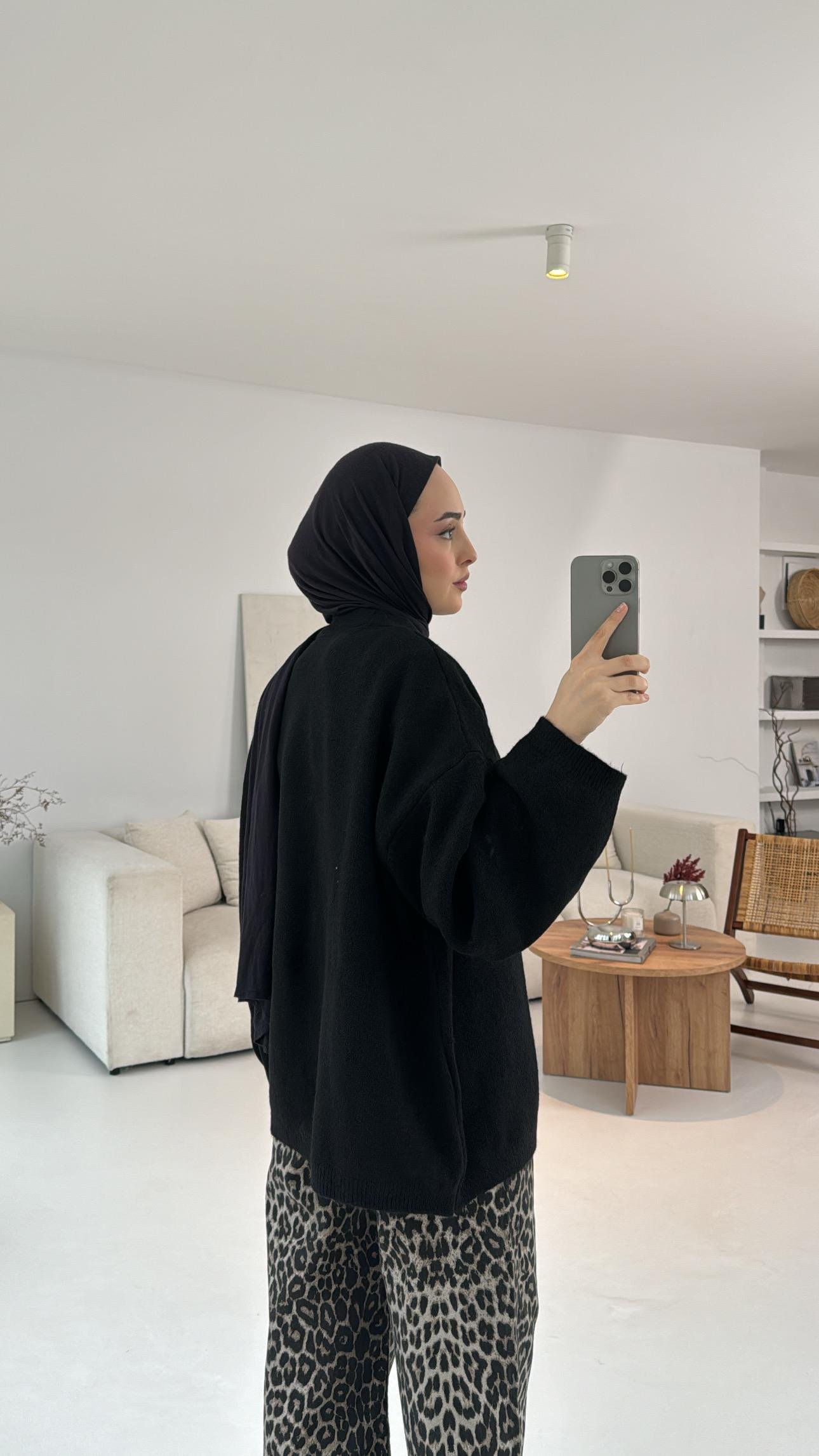Oversize Yünlü Triko Hırka Siyah
