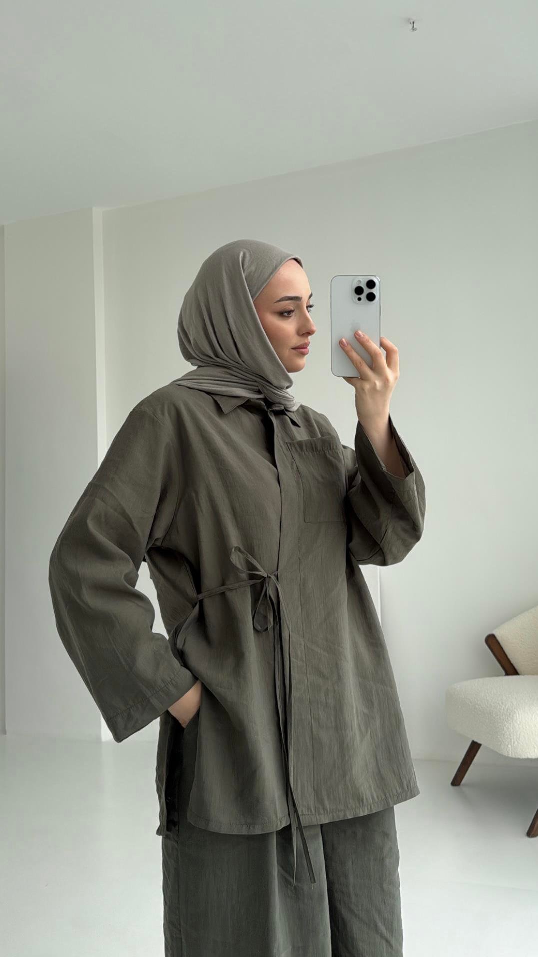 Pt Bağlamalı Bluz Takım Haki