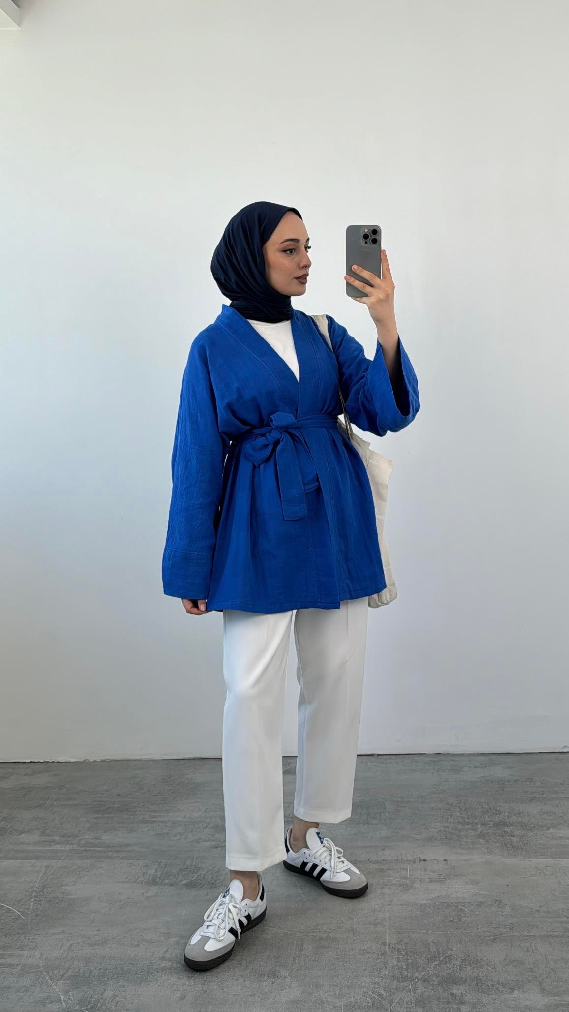 Saks Müslin Bağlamalı Kimono