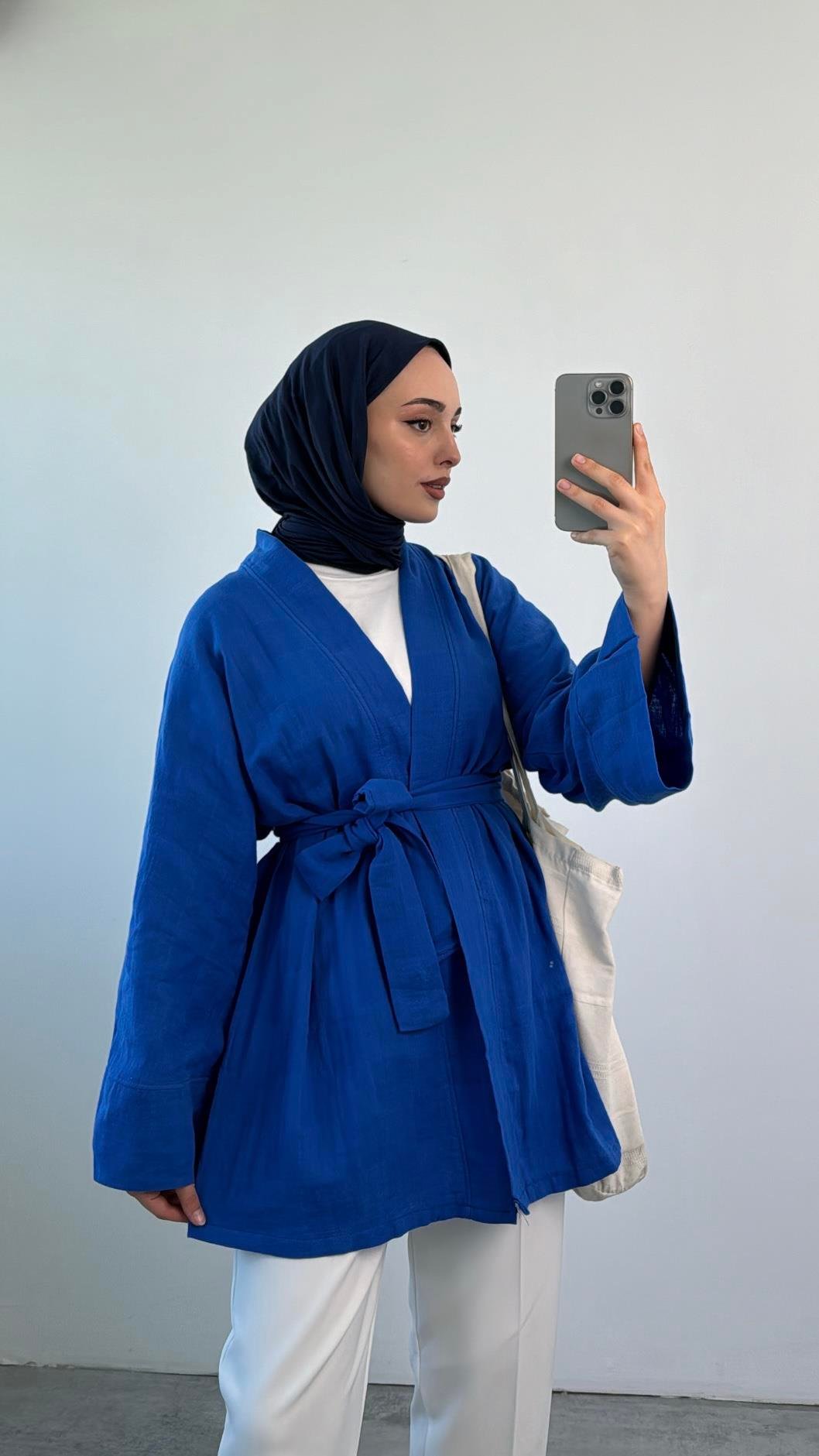 Saks Müslin Bağlamalı Kimono