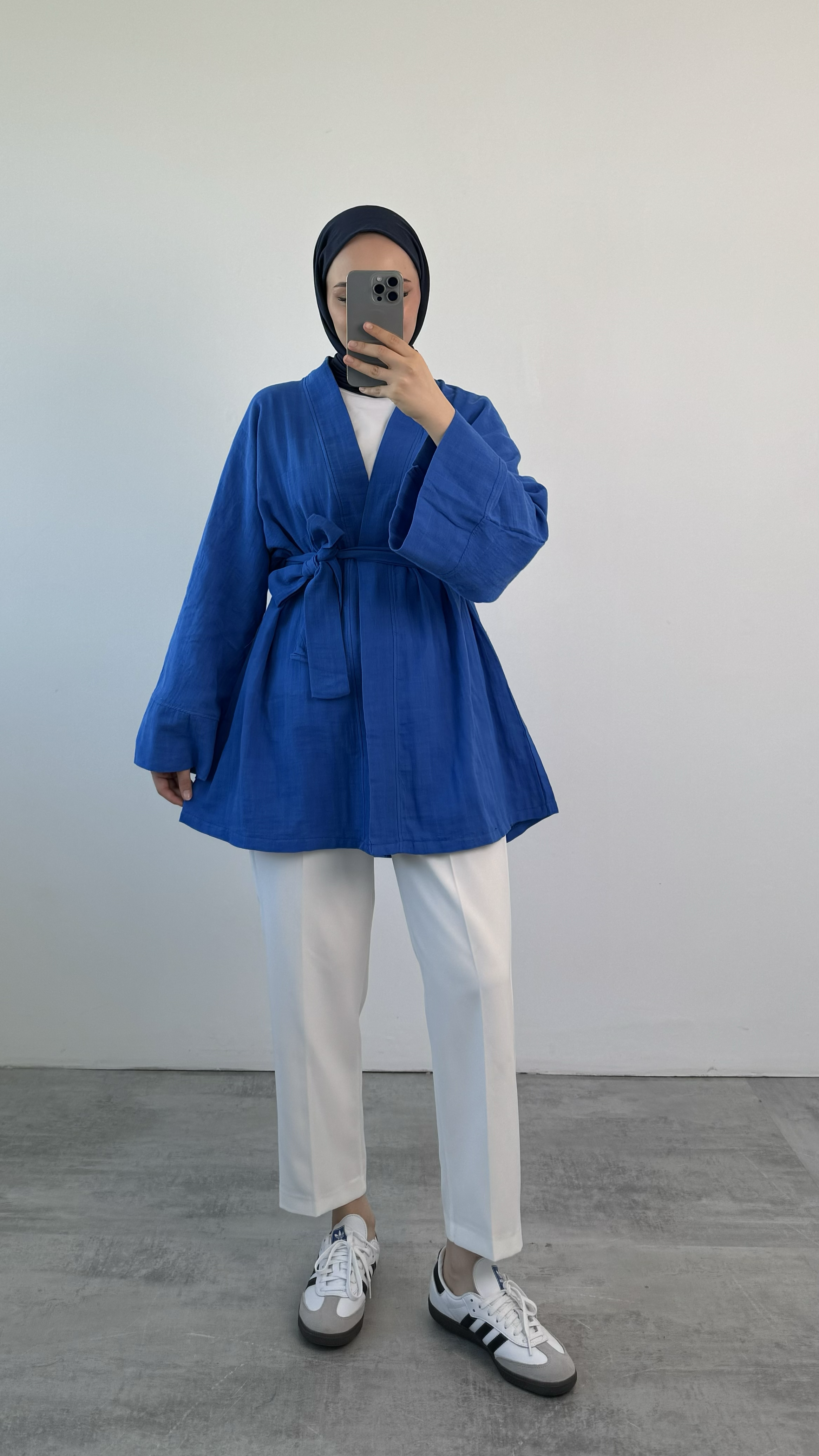 Saks Müslin Bağlamalı Kimono
