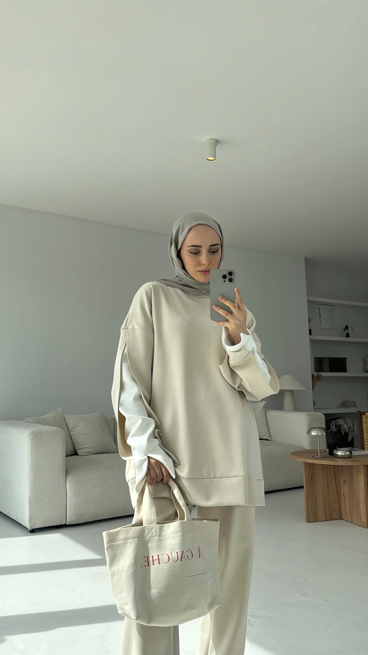 Scuba Kol Detaylı Takım  Bej