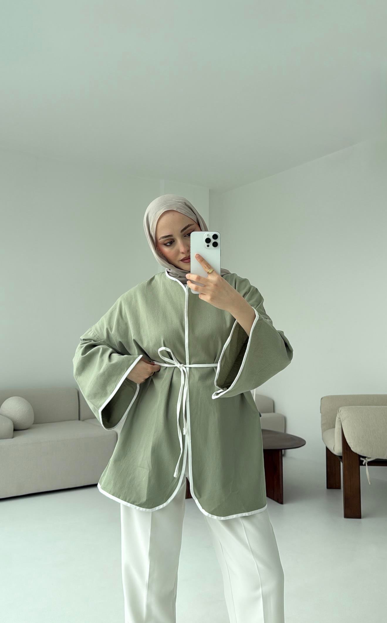 Seyyar Kemerli Kimono Çağla