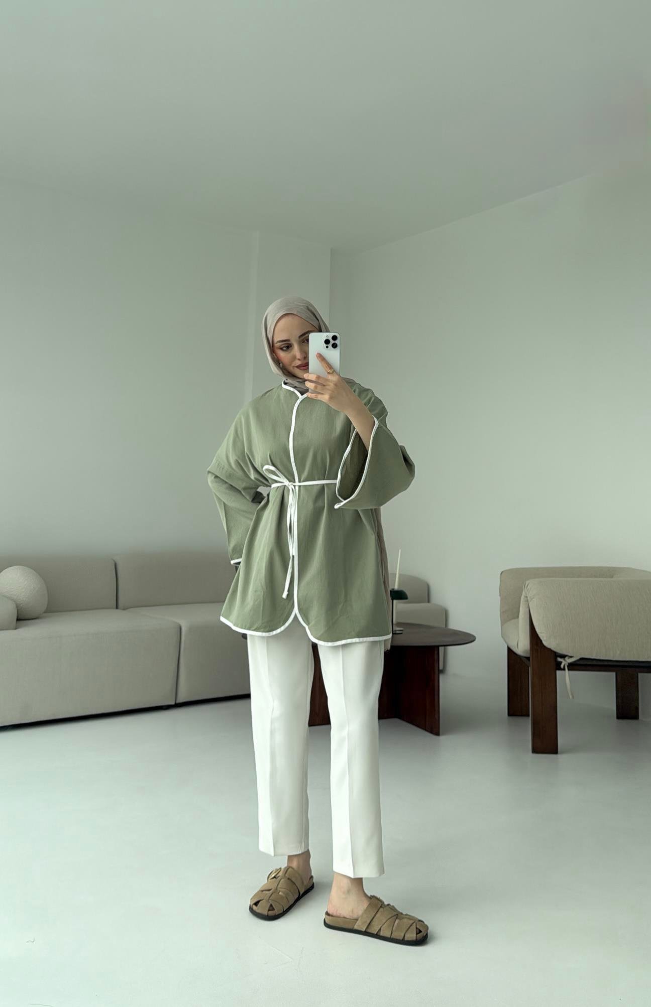 Seyyar Kemerli Kimono Çağla