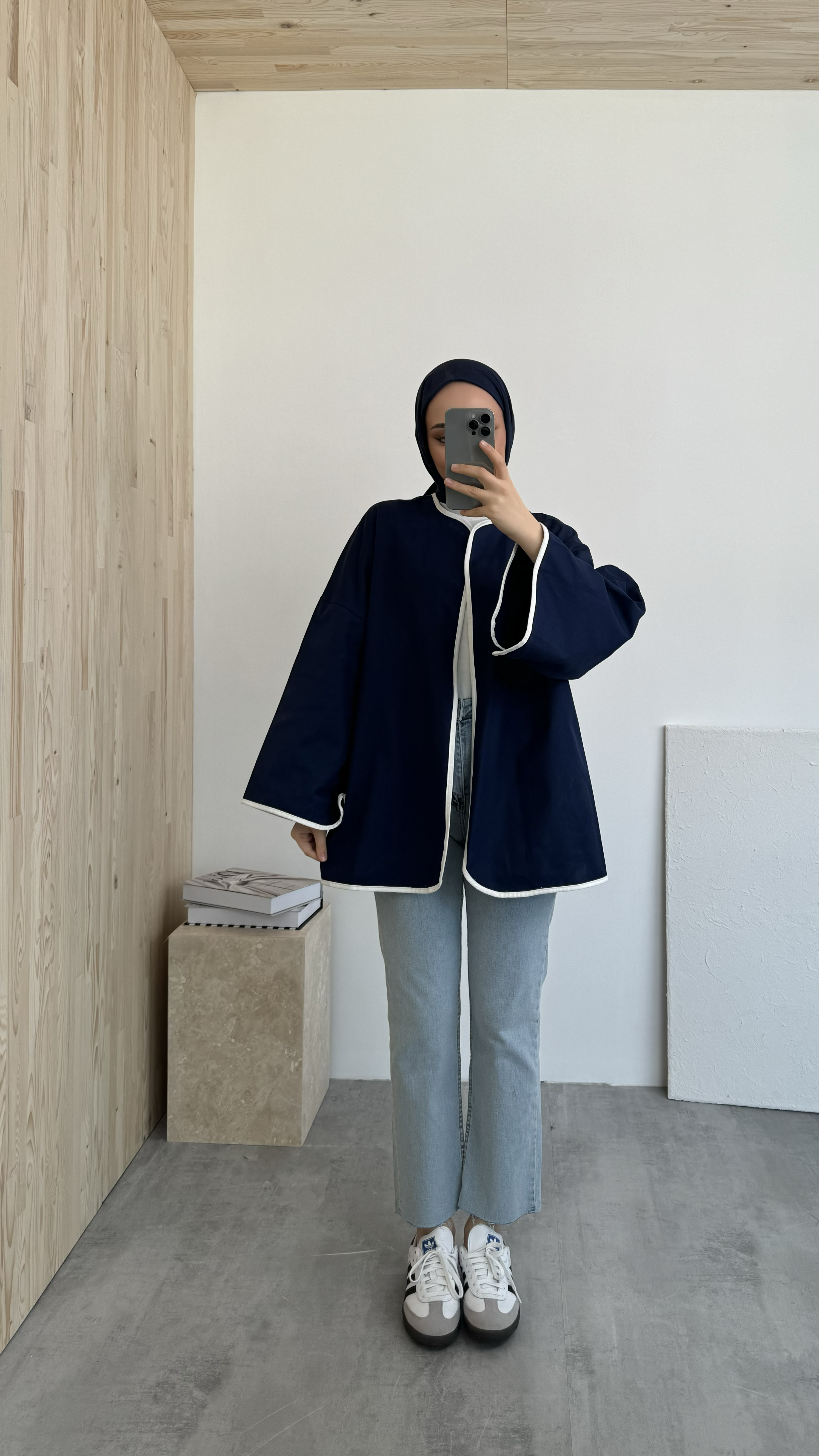 Seyyar Kemerli Kimono Lacivert