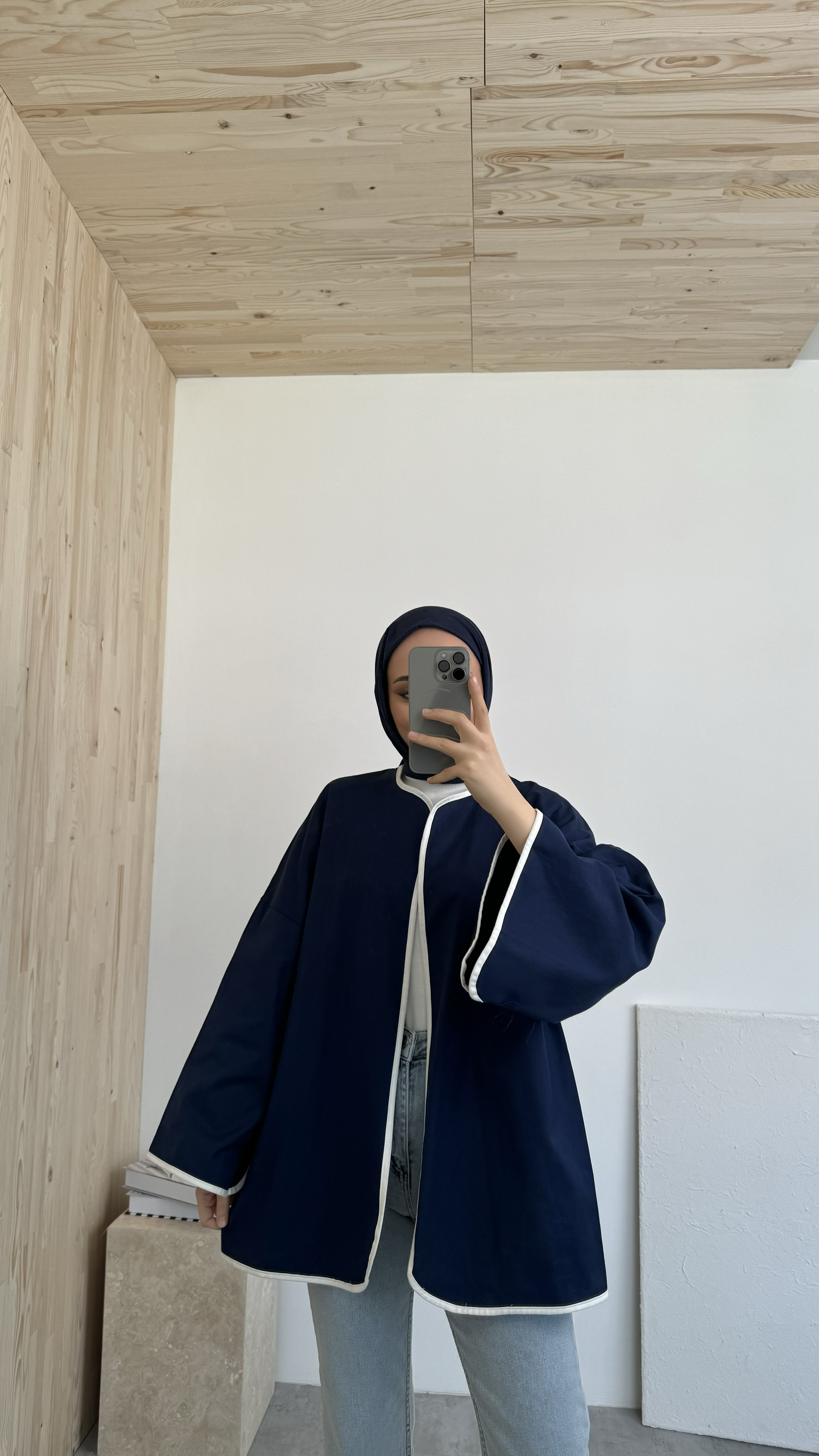 Seyyar Kemerli Kimono Lacivert