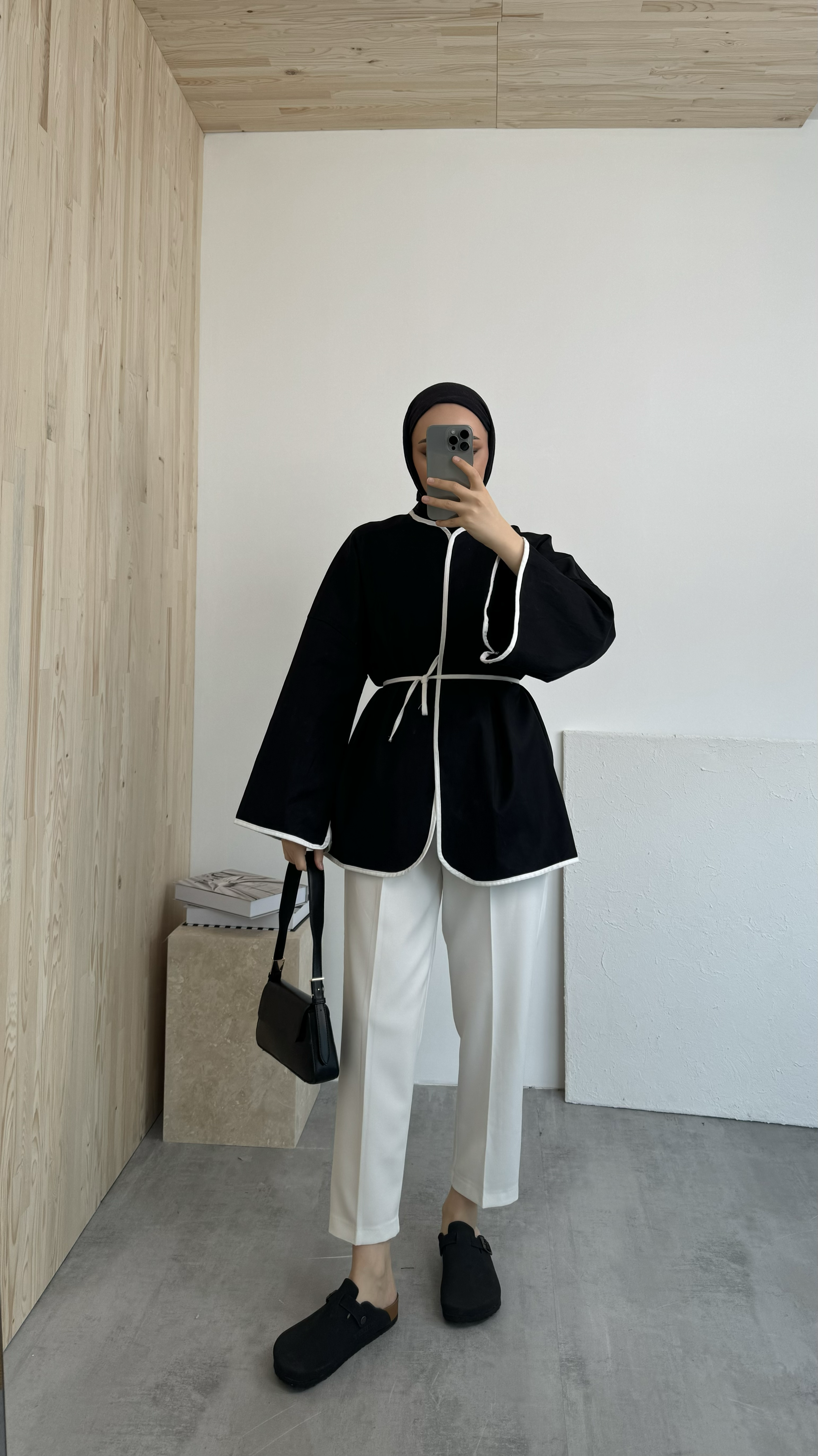 Seyyar Kemerli Kimono Siyah