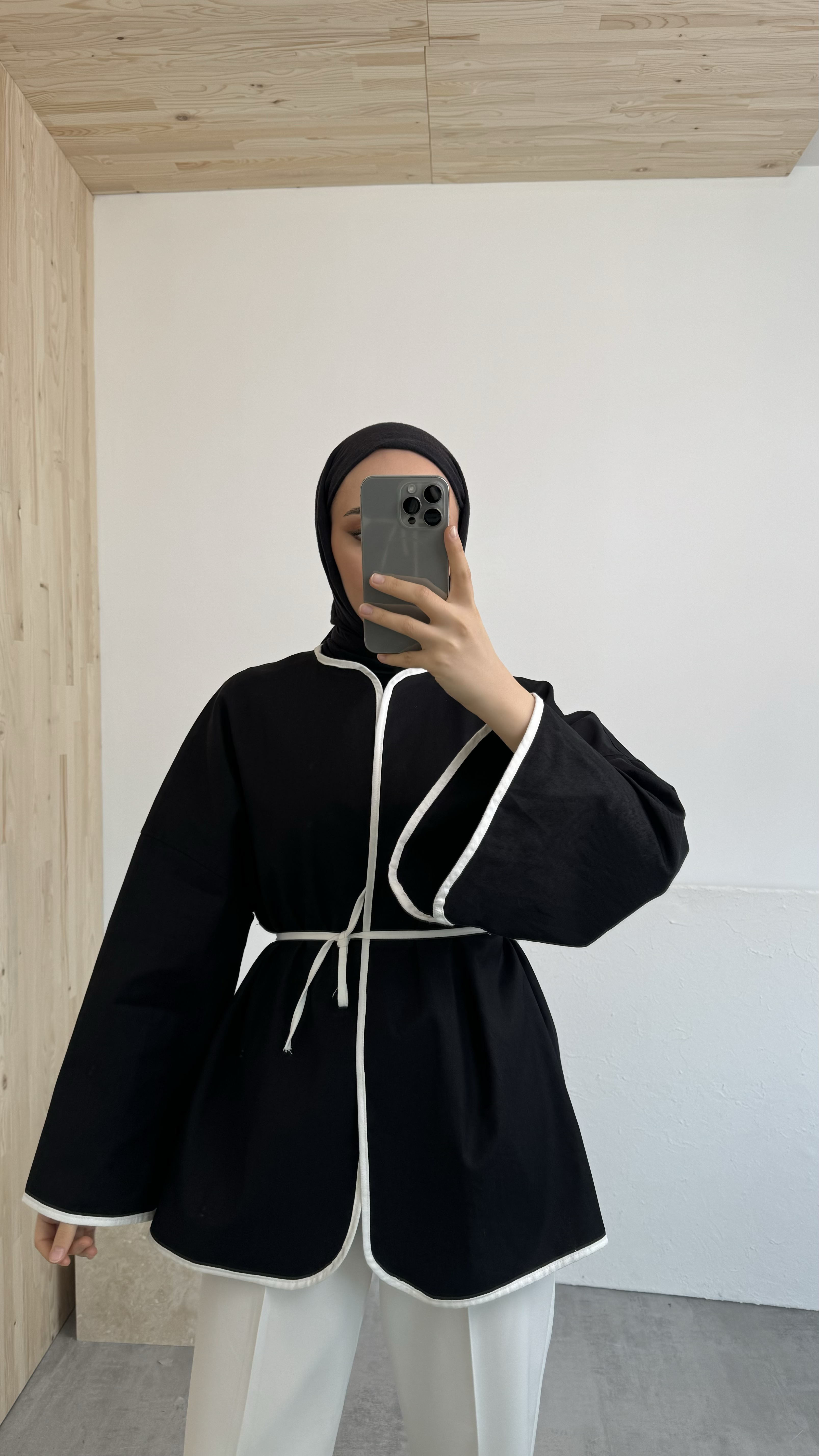 Seyyar Kemerli Kimono Siyah