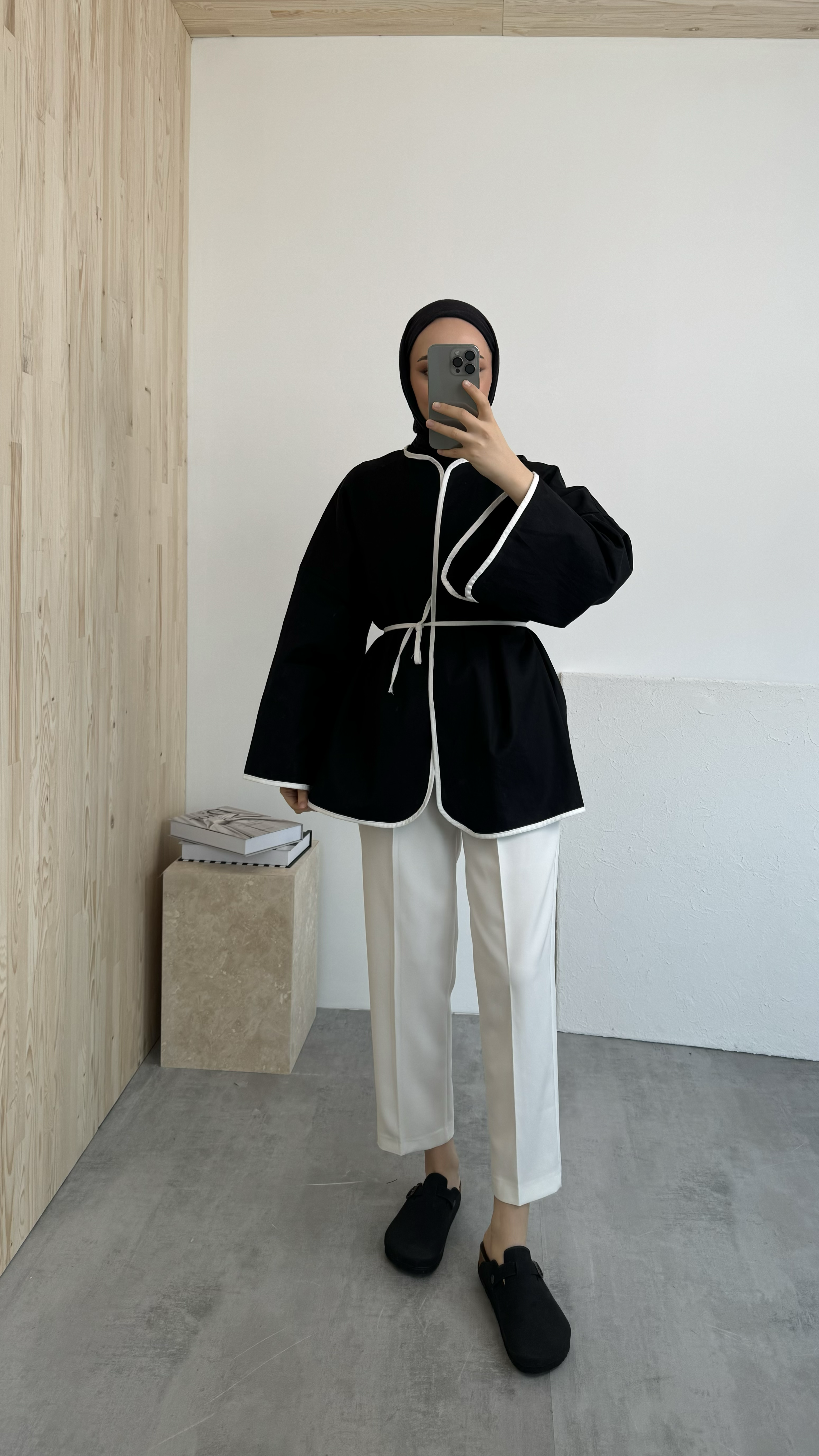 Seyyar Kemerli Kimono Siyah