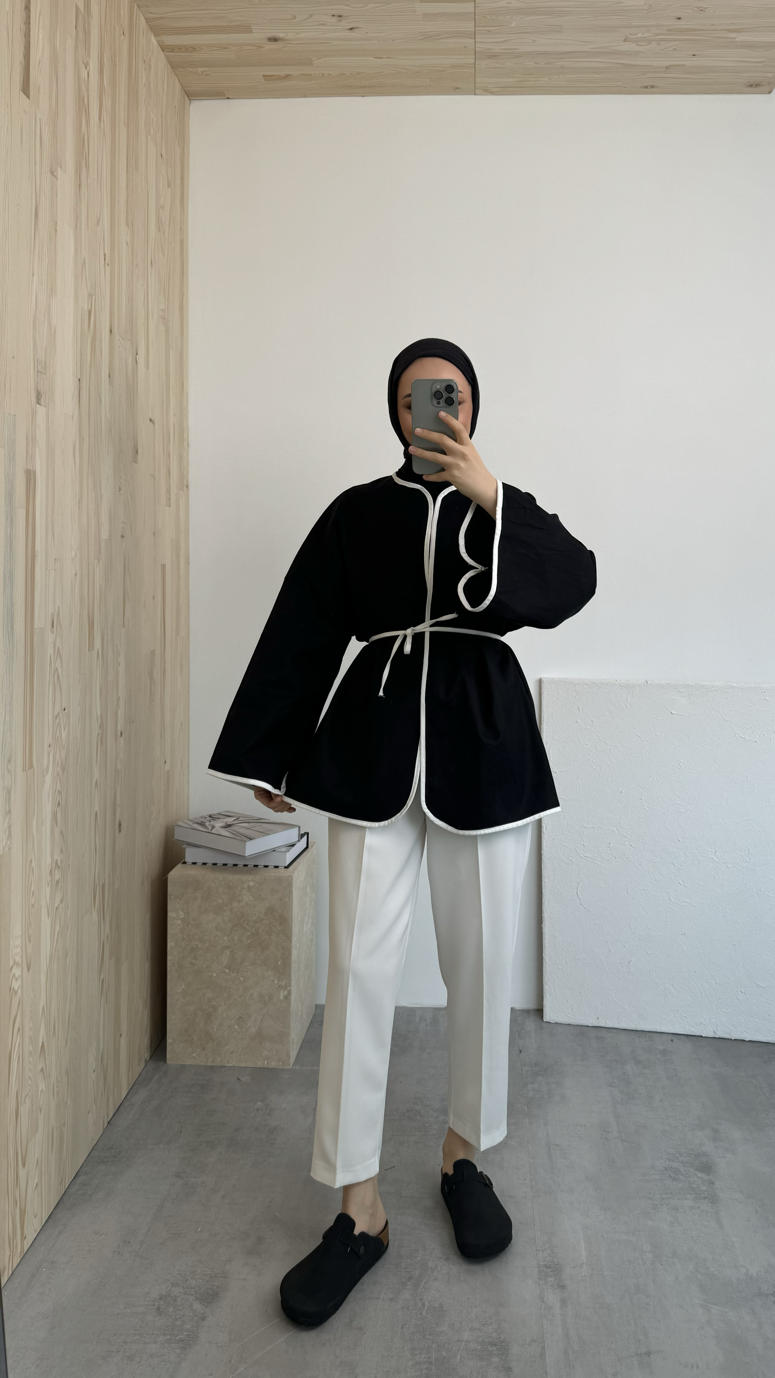 Seyyar Kemerli Kimono Siyah