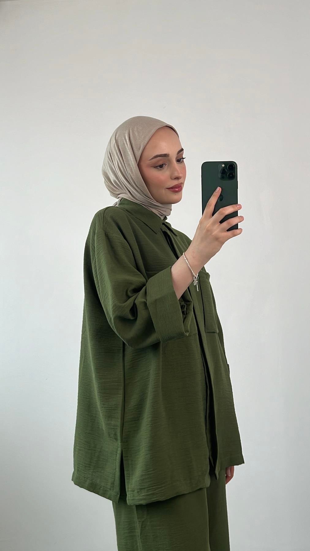 Torba Cep Gömlek Pantolon Takım Yeşil