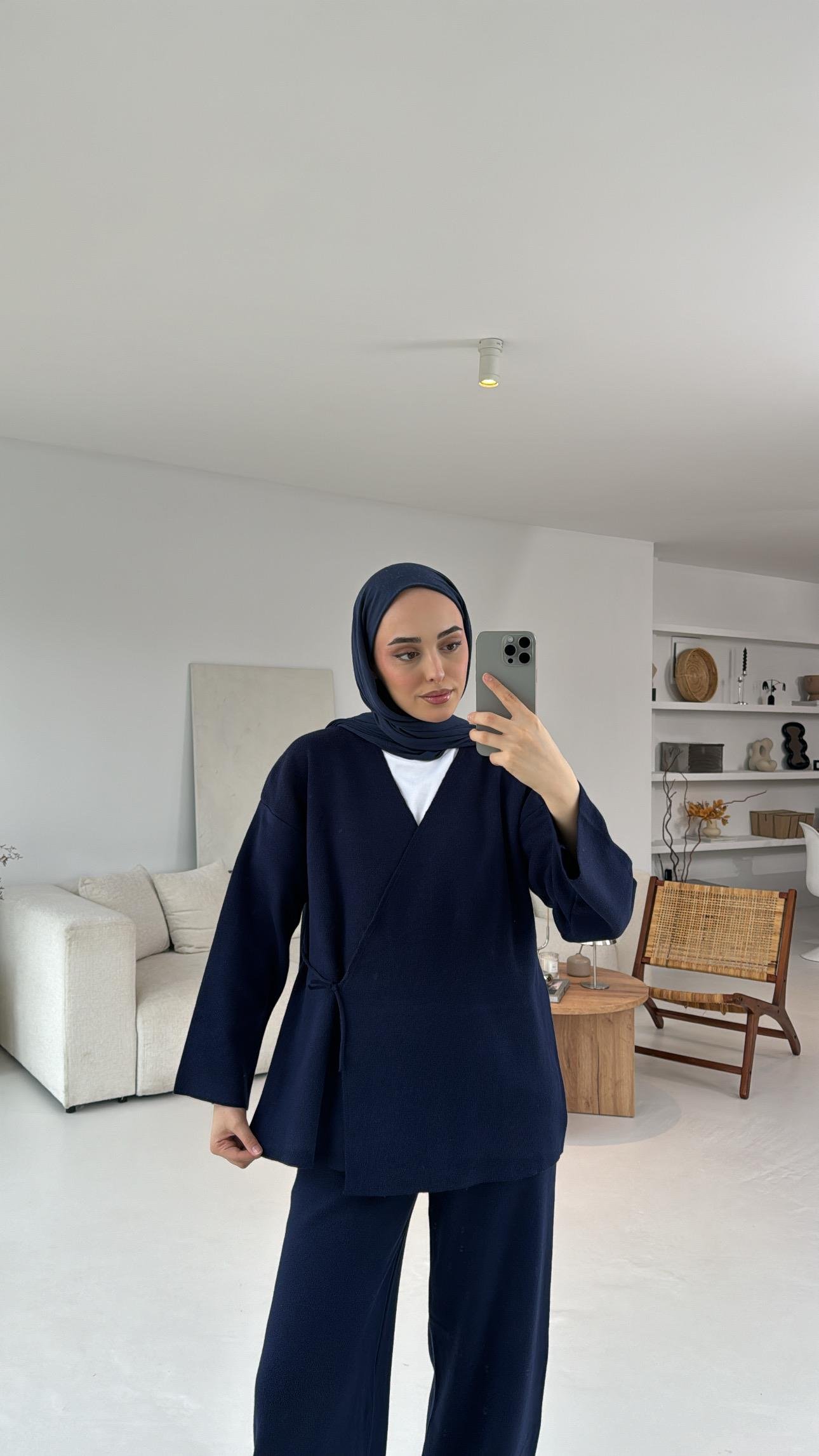 Triko Yandan Bağlamalı Takım Lacivert