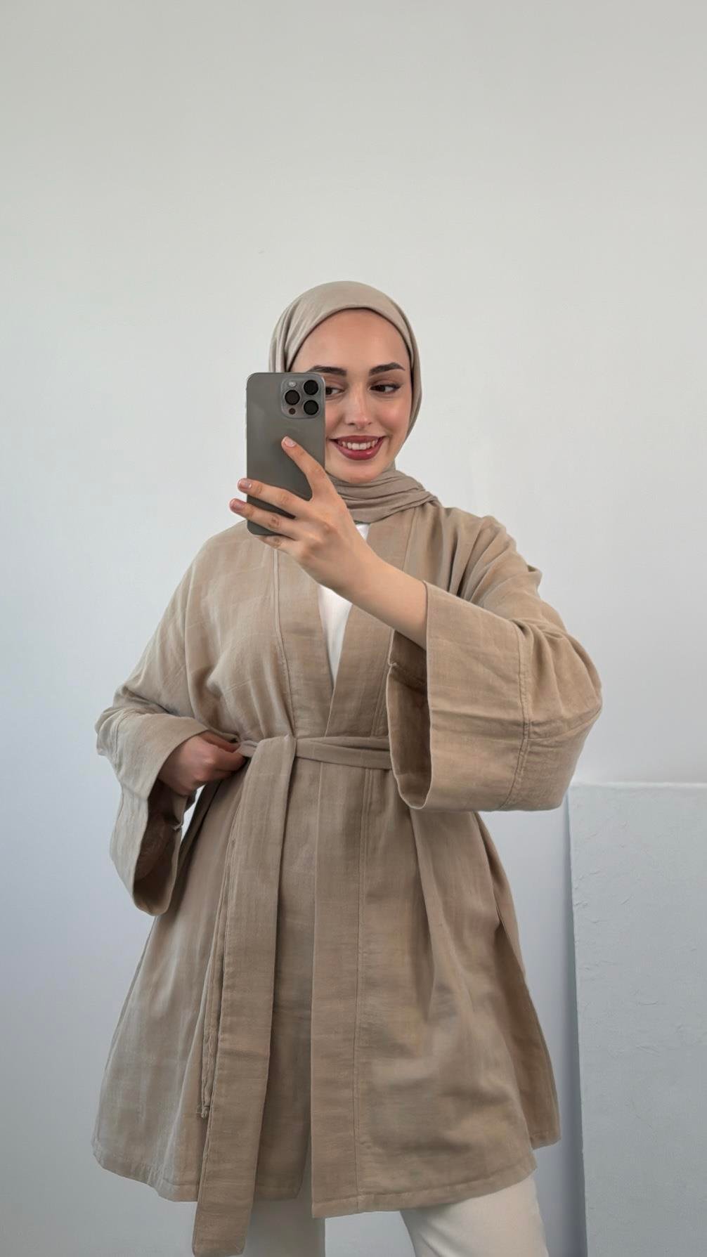 Vizon Bağlamalı Kimono 