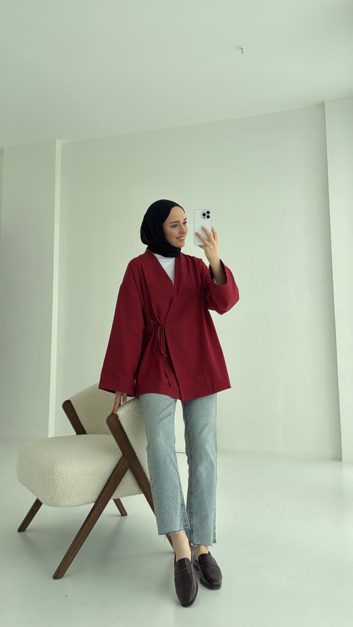 Yandan Bağlama Kimono Bordo